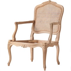 Louis XVI Style Open Armchair and Carved Italian Beechwood Chair