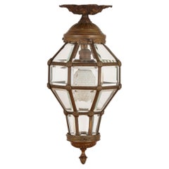 Lanterna antica a forma di alveare in bronzo dorato e vetro, in stile Luigi XVI