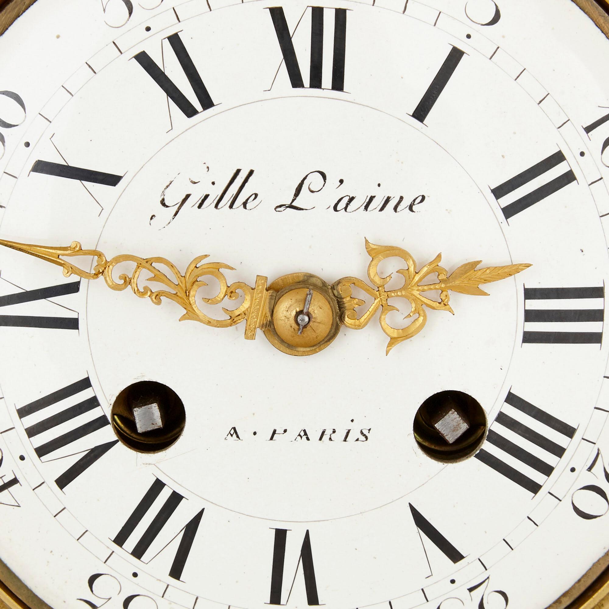 Gilt Louis XVI Style Ormolu and Marble Mantel Clock For Sale