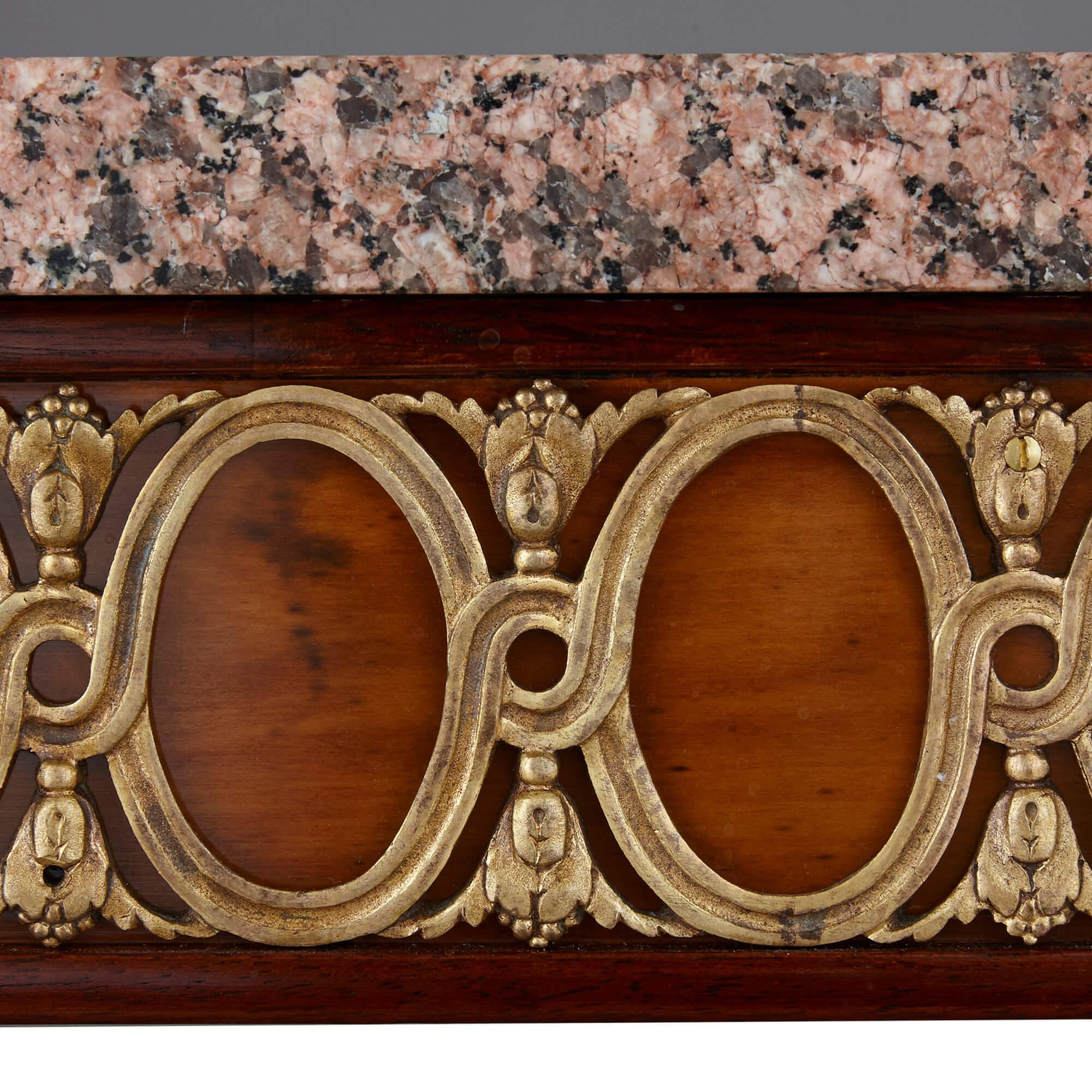 20th Century Marble, mahogany, and ormolu Louis XVI style centre table For Sale