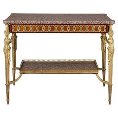 Marble, mahogany, and ormolu Louis XVI style centre table