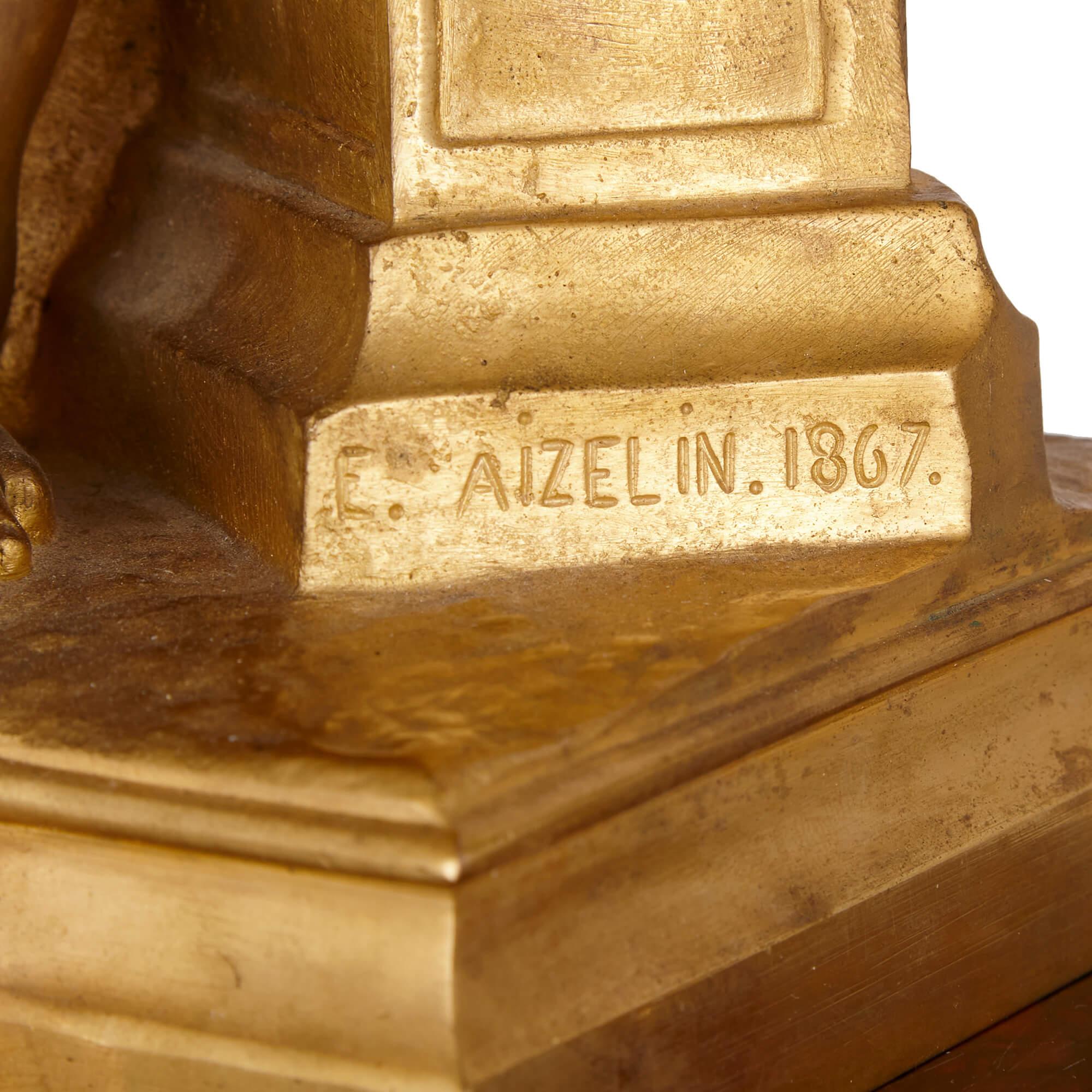 Ensemble d'horloges de style Louis XVI en bronze doré et marbre rouge griotte en vente 2