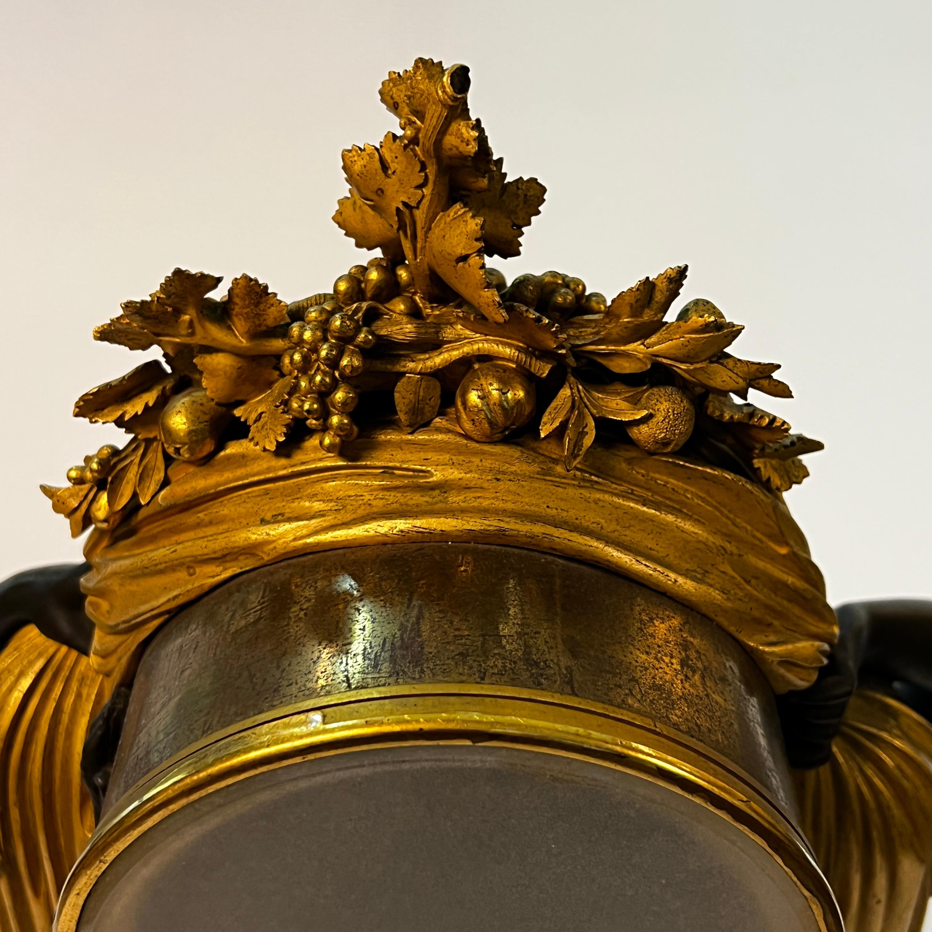 Louis XVI Style Ormolu Bronze Mantle Clock After Louis Simon Boizot For Sale 5