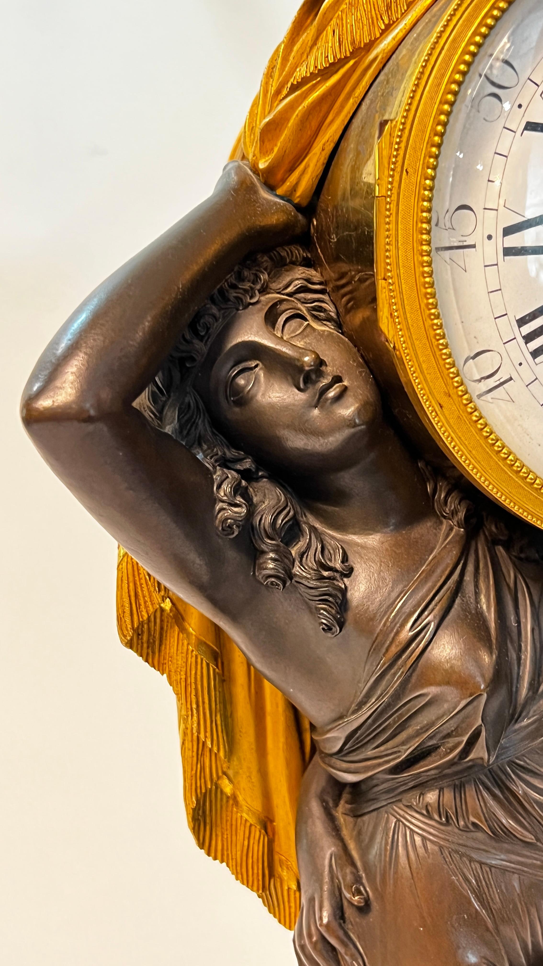 Louis XVI Style Ormolu Bronze Mantle Clock After Louis Simon Boizot For Sale 11
