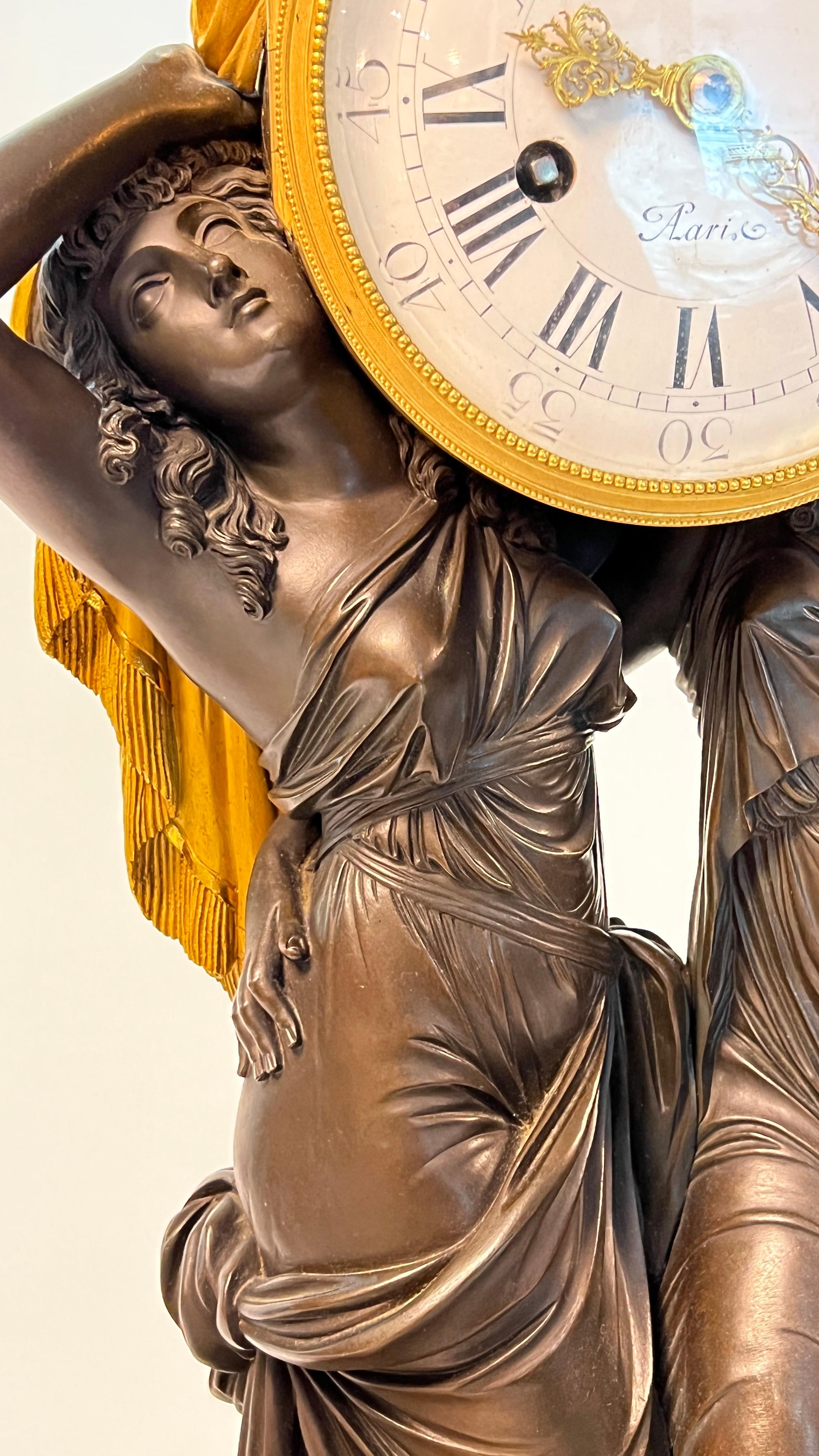 Louis XVI Style Ormolu Bronze Mantle Clock After Louis Simon Boizot For Sale 12