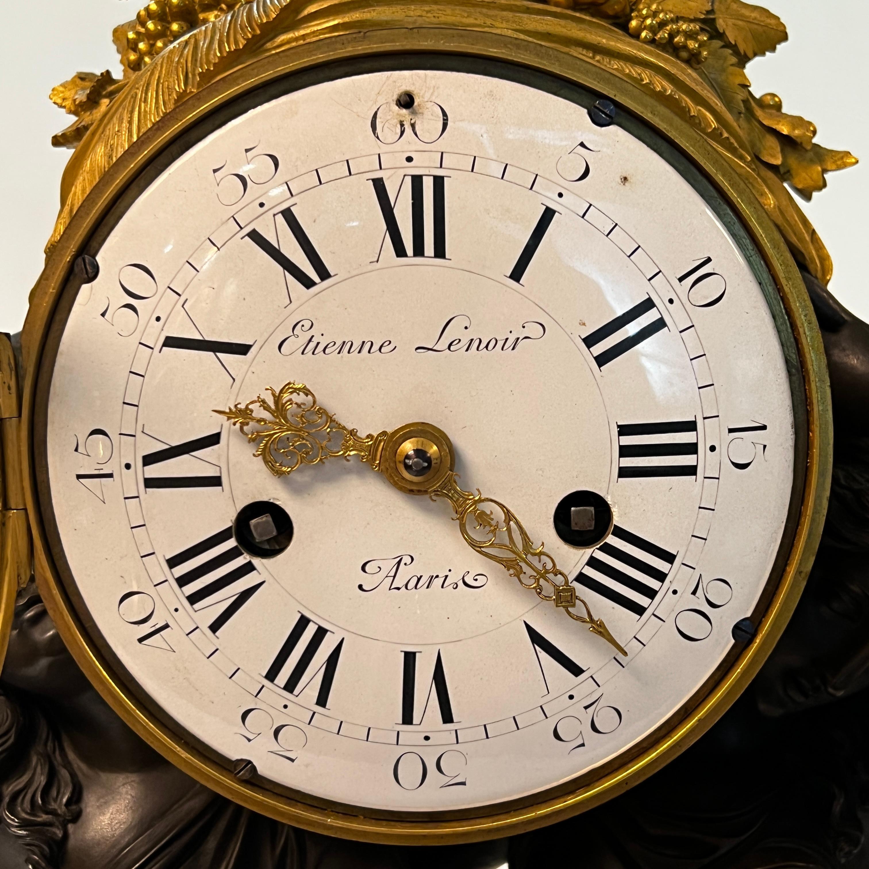 French Louis XVI Style Ormolu Bronze Mantle Clock After Louis Simon Boizot For Sale