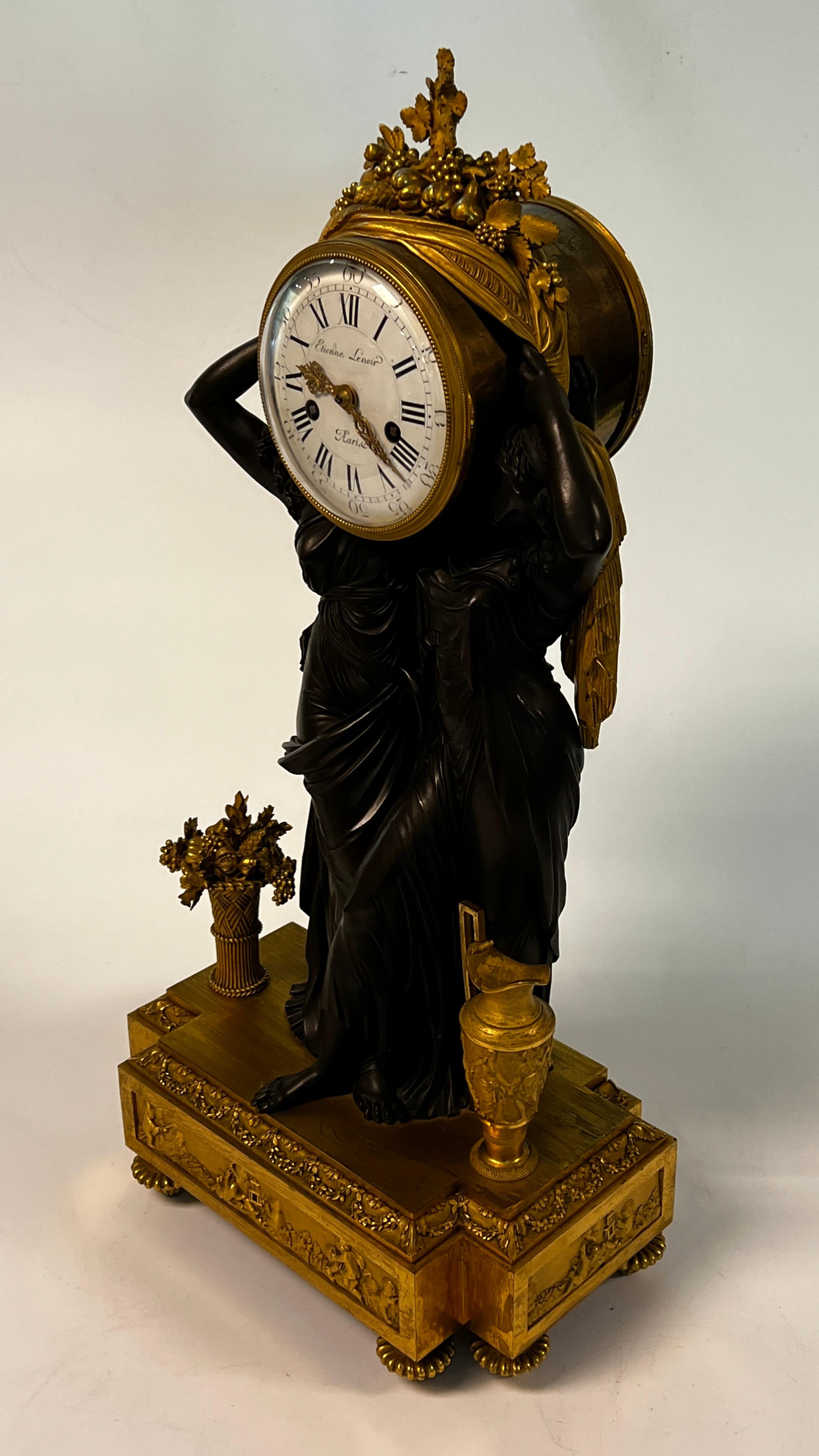 Gilt Louis XVI Style Ormolu Bronze Mantle Clock After Louis Simon Boizot For Sale