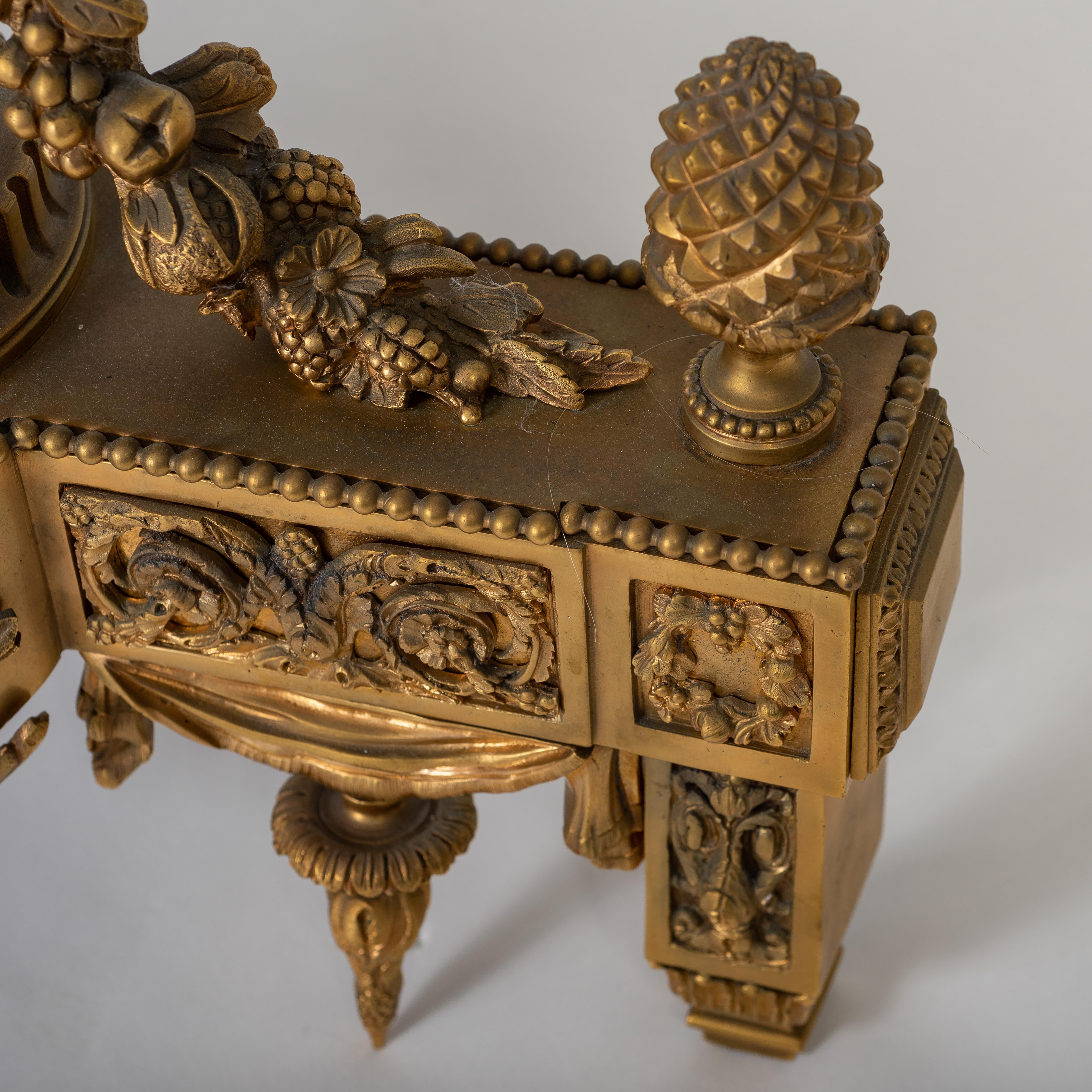 Louis XVI Style Ormolu Chenets In Good Condition For Sale In West Palm Beach, FL