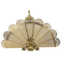 Antique Louis XVI Style Ormolu Fan Firescreen, circa 1900