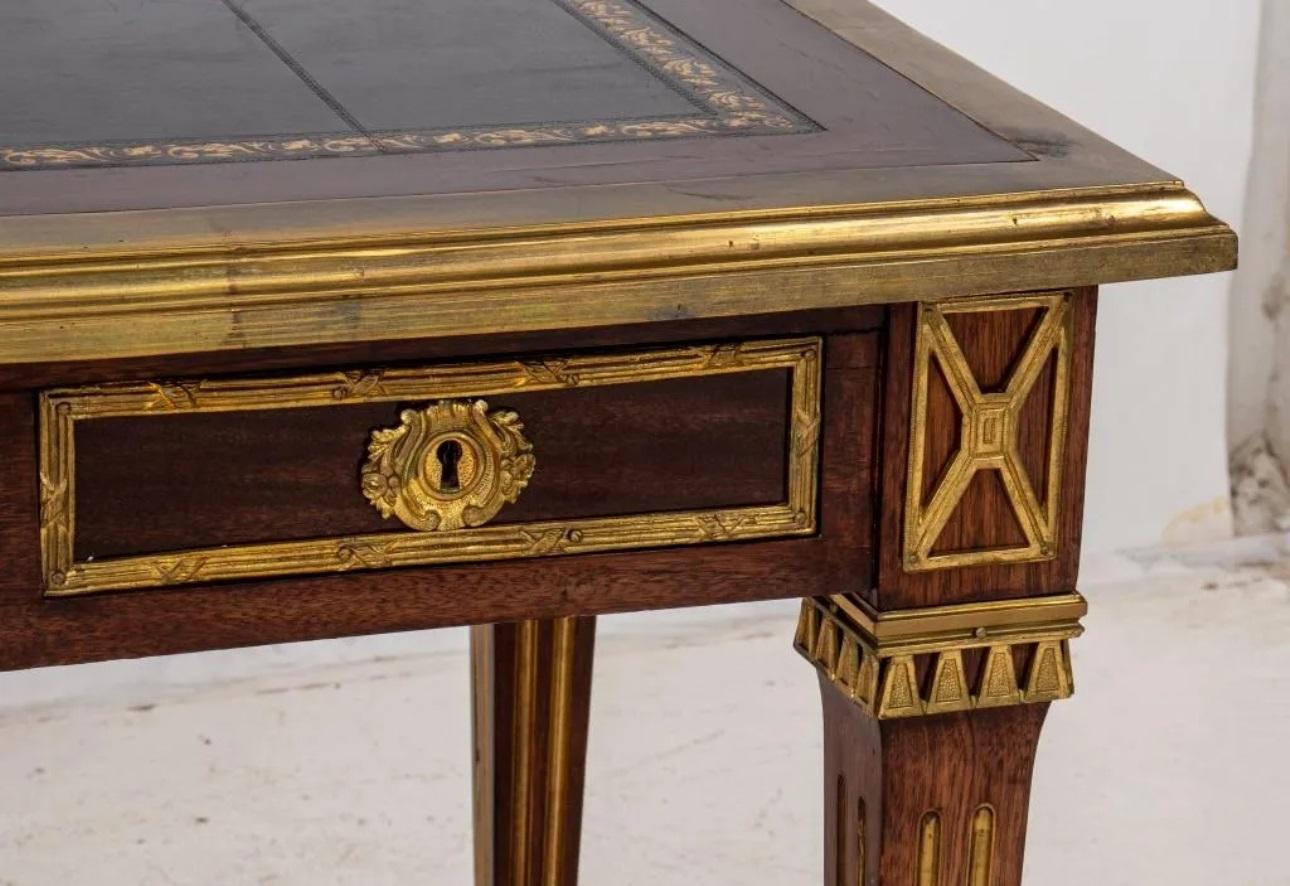 French Louis XVI style Ormolu mounted Mahogany Desk attr. to Maison Jansen For Sale