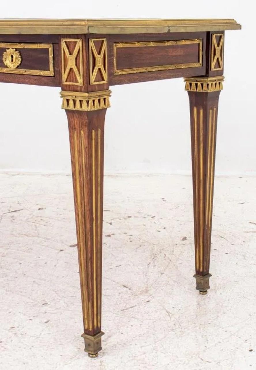 Bronze Louis XVI style Ormolu mounted Mahogany Desk attr. to Maison Jansen For Sale