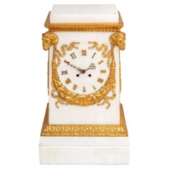 Louis XVI Style Ormolu Mounted White Marble Clock