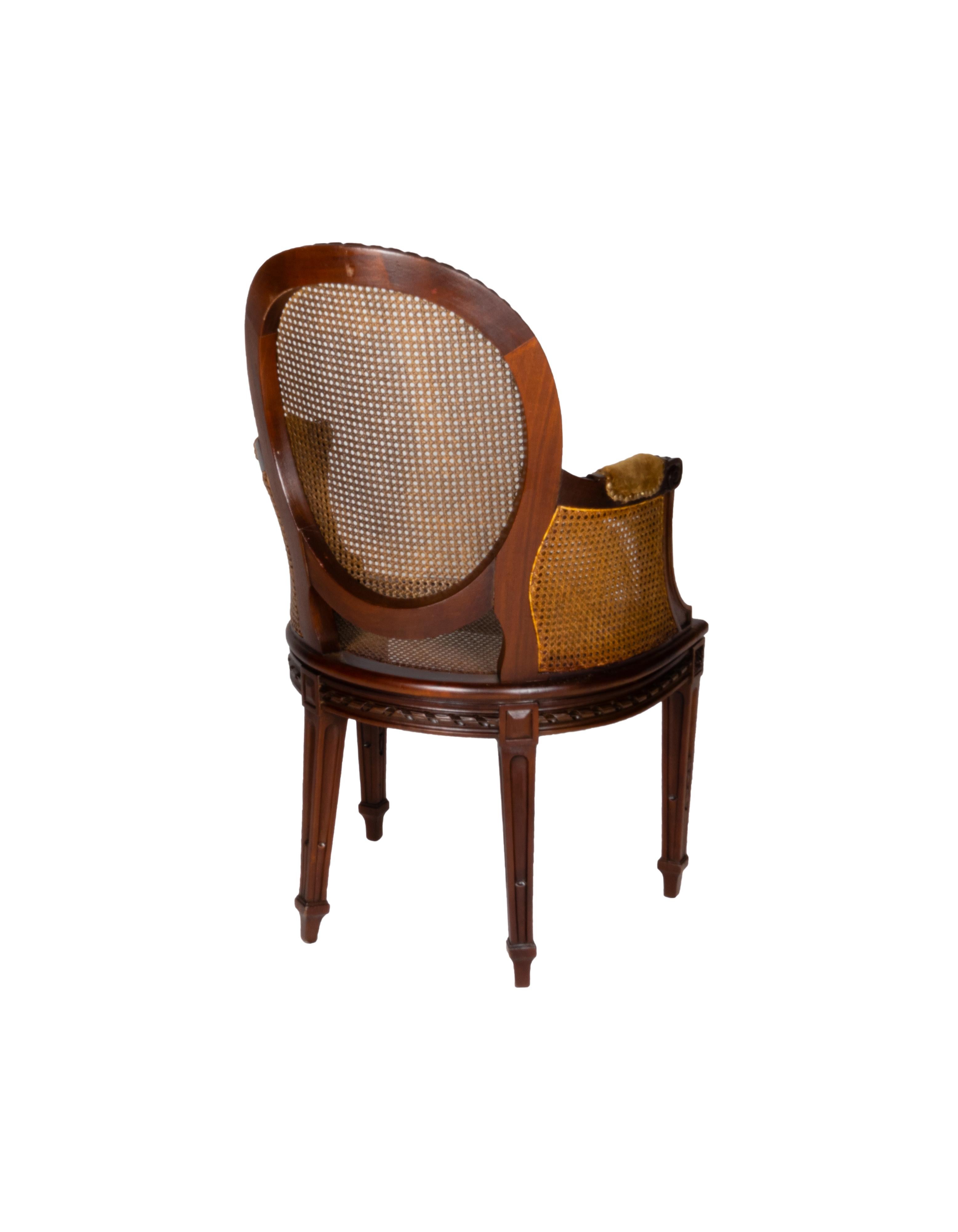 French Louis XVI Style Oval Armchair, 18th Century For Sale