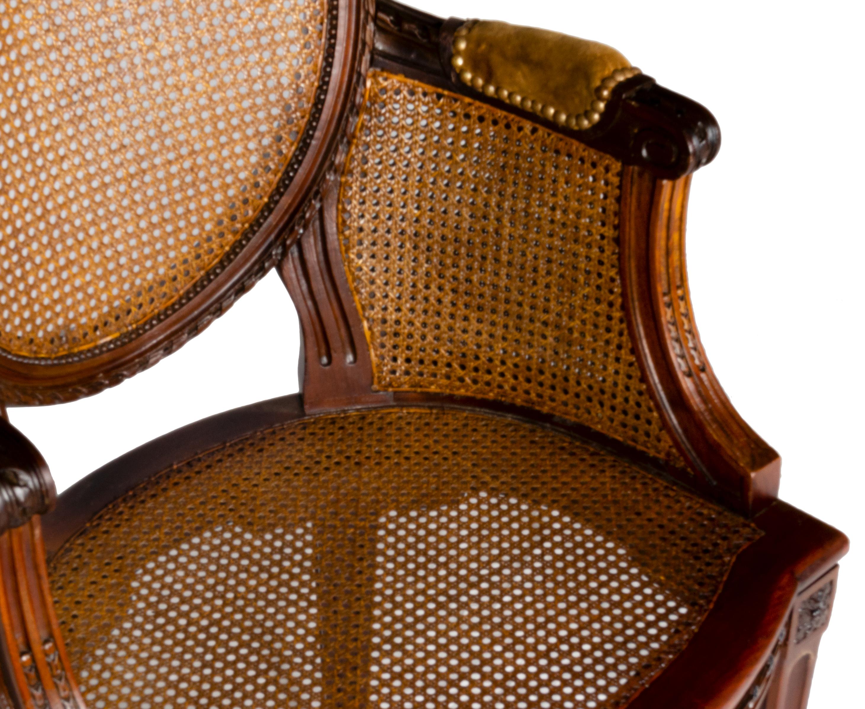 Paille Fauteuil ovale de style Louis XVI, 18ème siècle en vente
