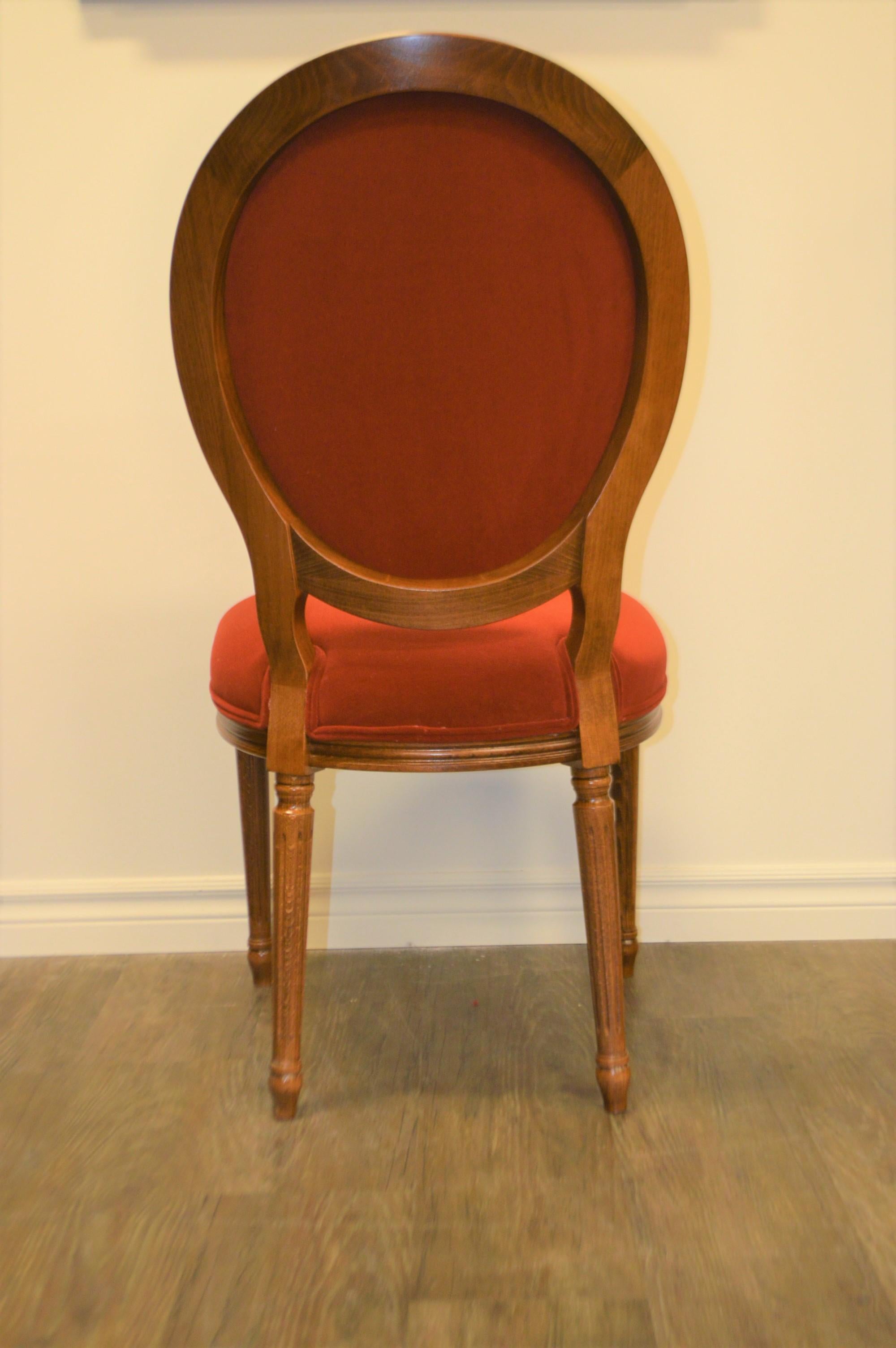 Louis XVI Style Oval Back Dining Chair, Washable Velvet Fabric for Custom Order For Sale 3