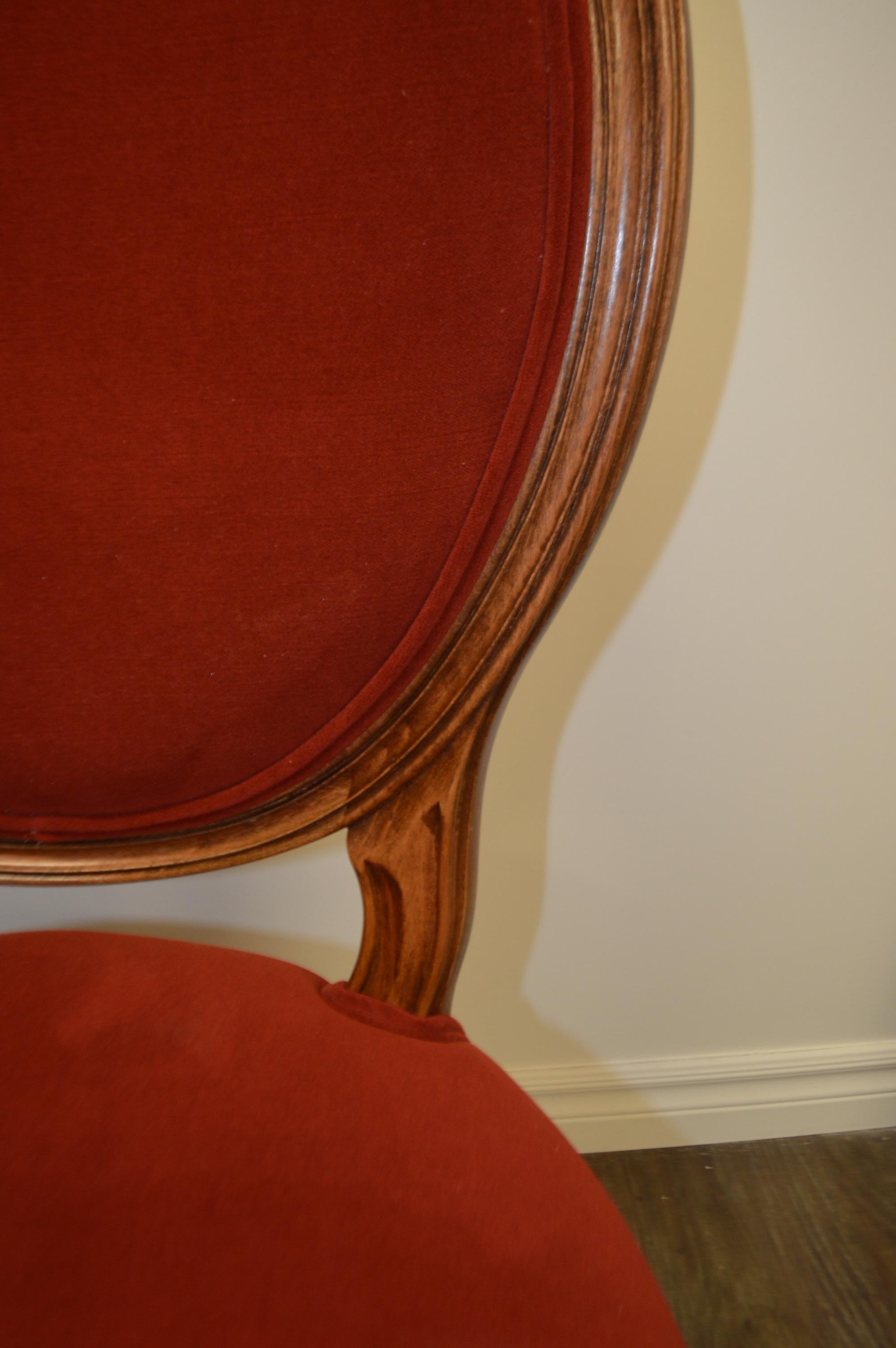Italian Louis XVI Style Oval Back Dining Chair, Washable Velvet Fabric for Custom Order For Sale