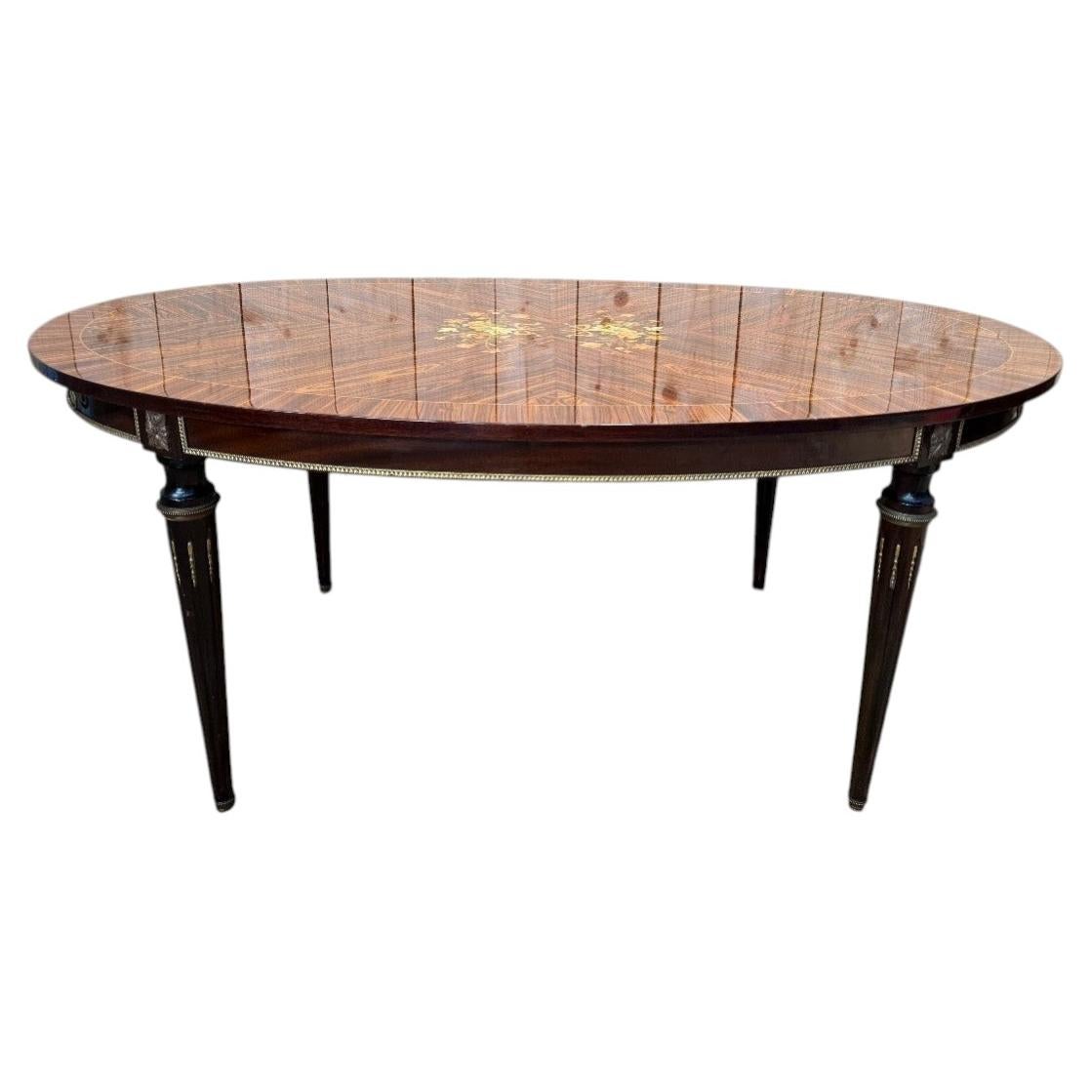 Louis XVI Style Oval Dining Table in Marquetry, 20th Century