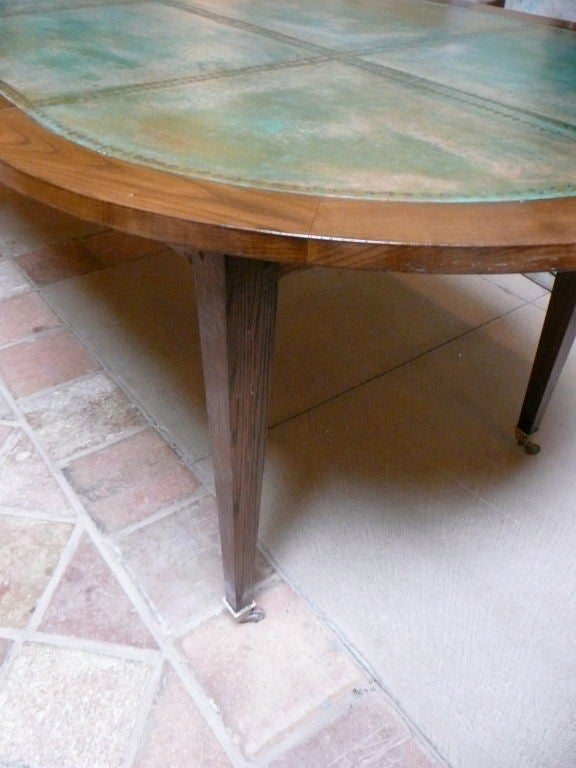 Louis XVI Style Oval Dining Table with Copper Top In New Condition In Middleburg, VA