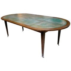 Louis XVI Style Oval Dining Table with Copper Top