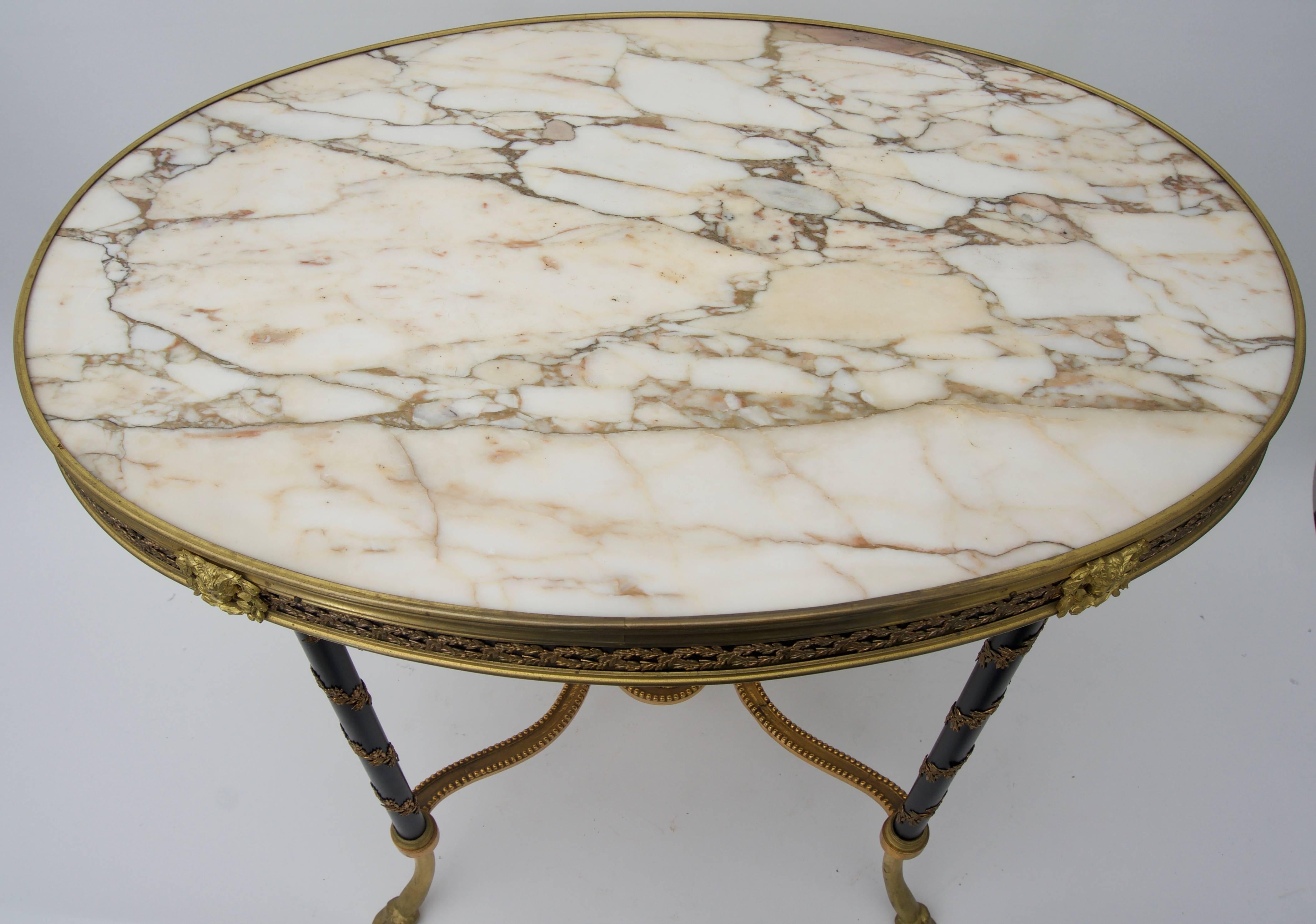 Bronze Louis XVI Style Oval Gueridon Table