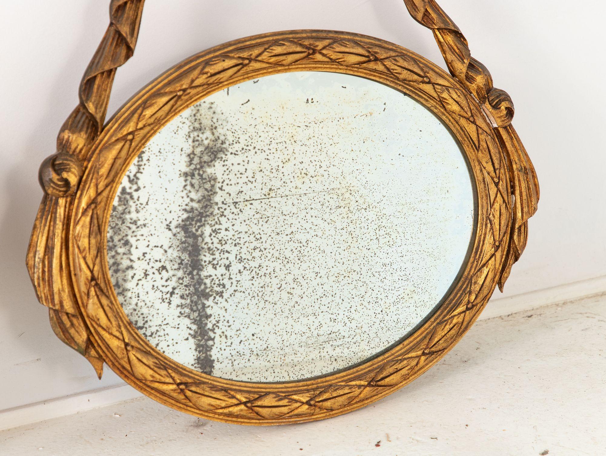 Louis XVI-style Oval Mirror with Carved Wood Frames, France Mid 20th C. For Sale 6