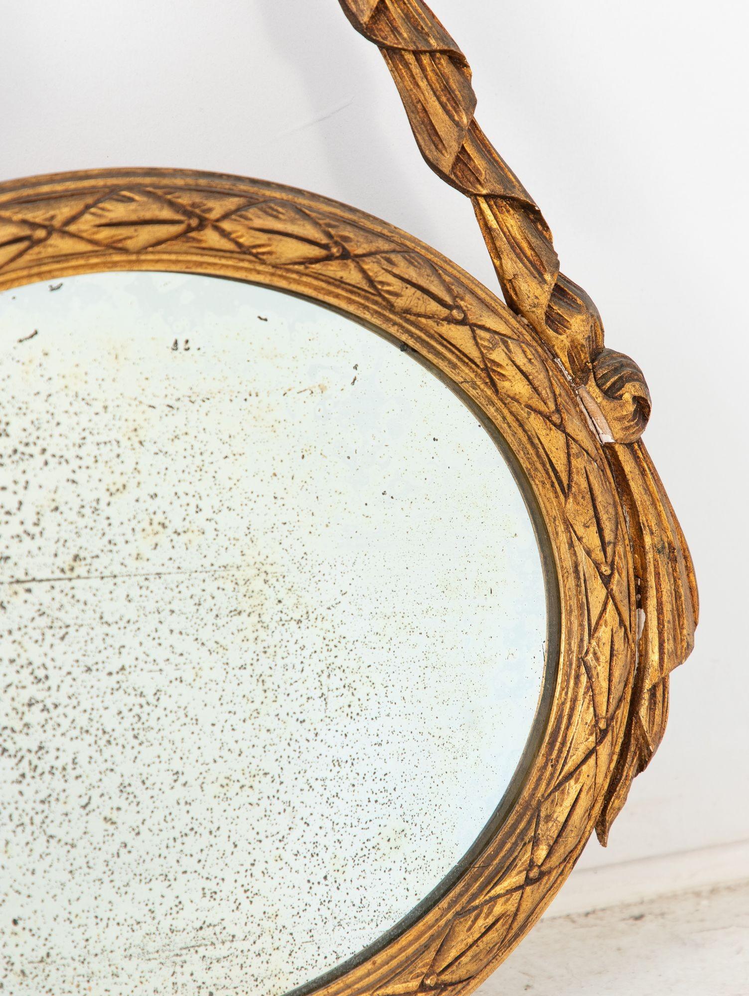 Louis XVI-style Oval Mirror with Carved Wood Frames, France Mid 20th C. For Sale 7