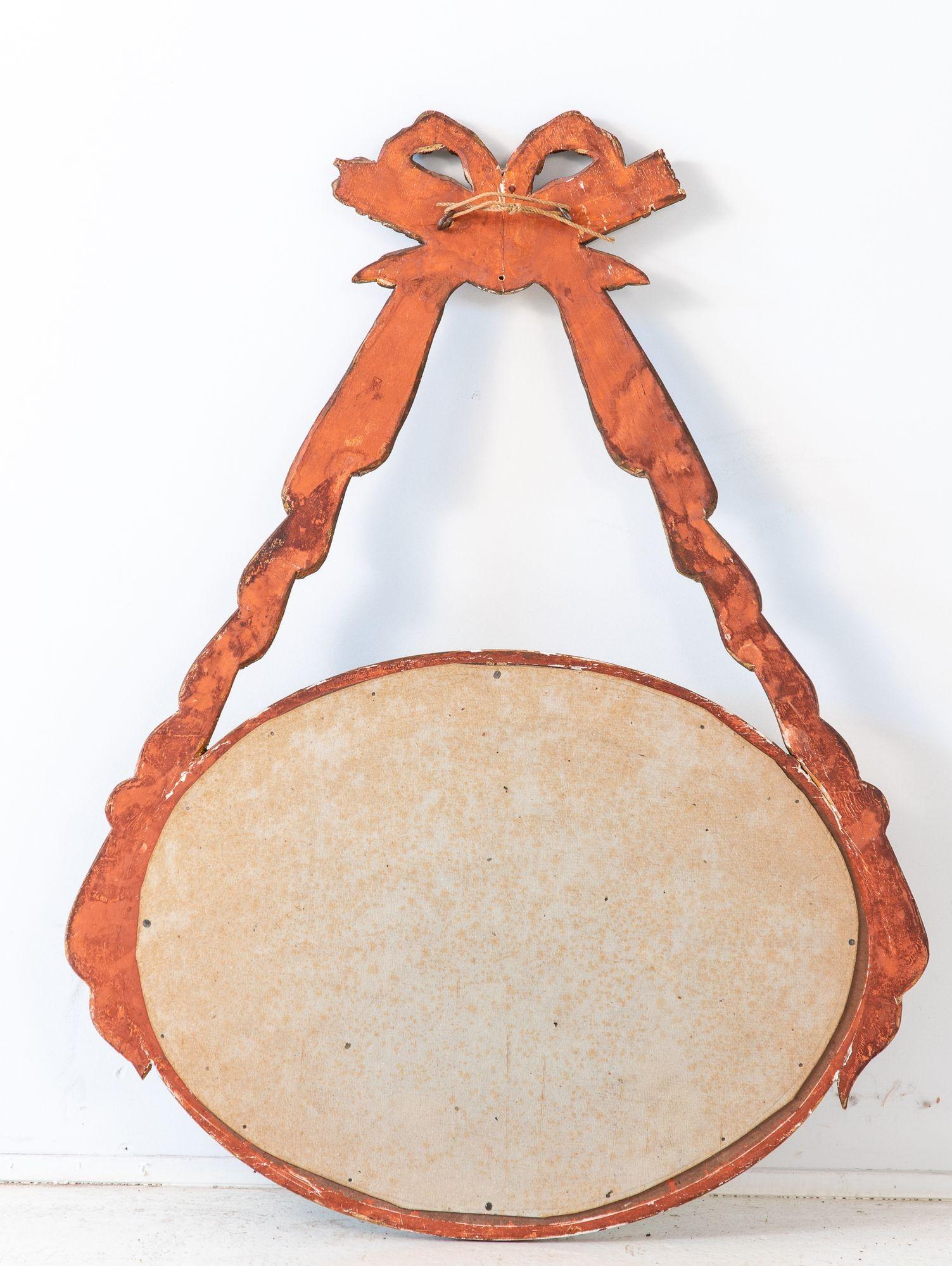 Louis XVI-style Oval Mirror with Carved Wood Frames, France Mid 20th C. For Sale 8