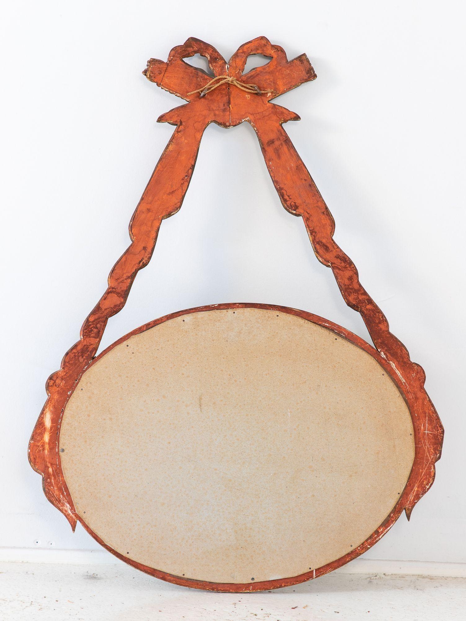 Louis XVI-style Oval Mirror with Carved Wood Frames, France Mid 20th C. For Sale 9