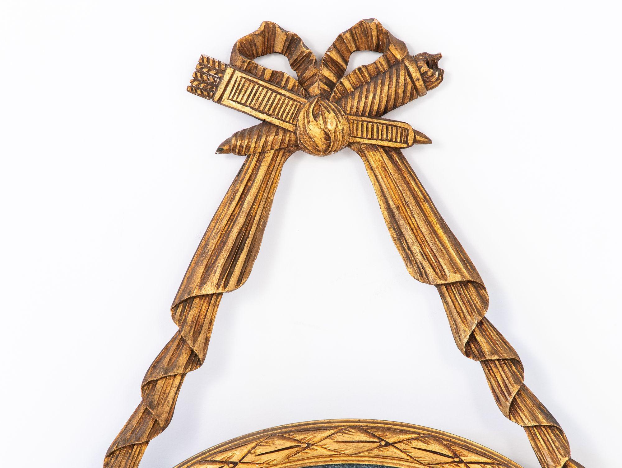 Louis XVI-style Oval Mirror with Carved Wood Frames, France Mid 20th C. For Sale 3
