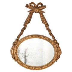 Louis XVI-style Oval Mirror with Carved Wood Frames, France Mid 20th C.