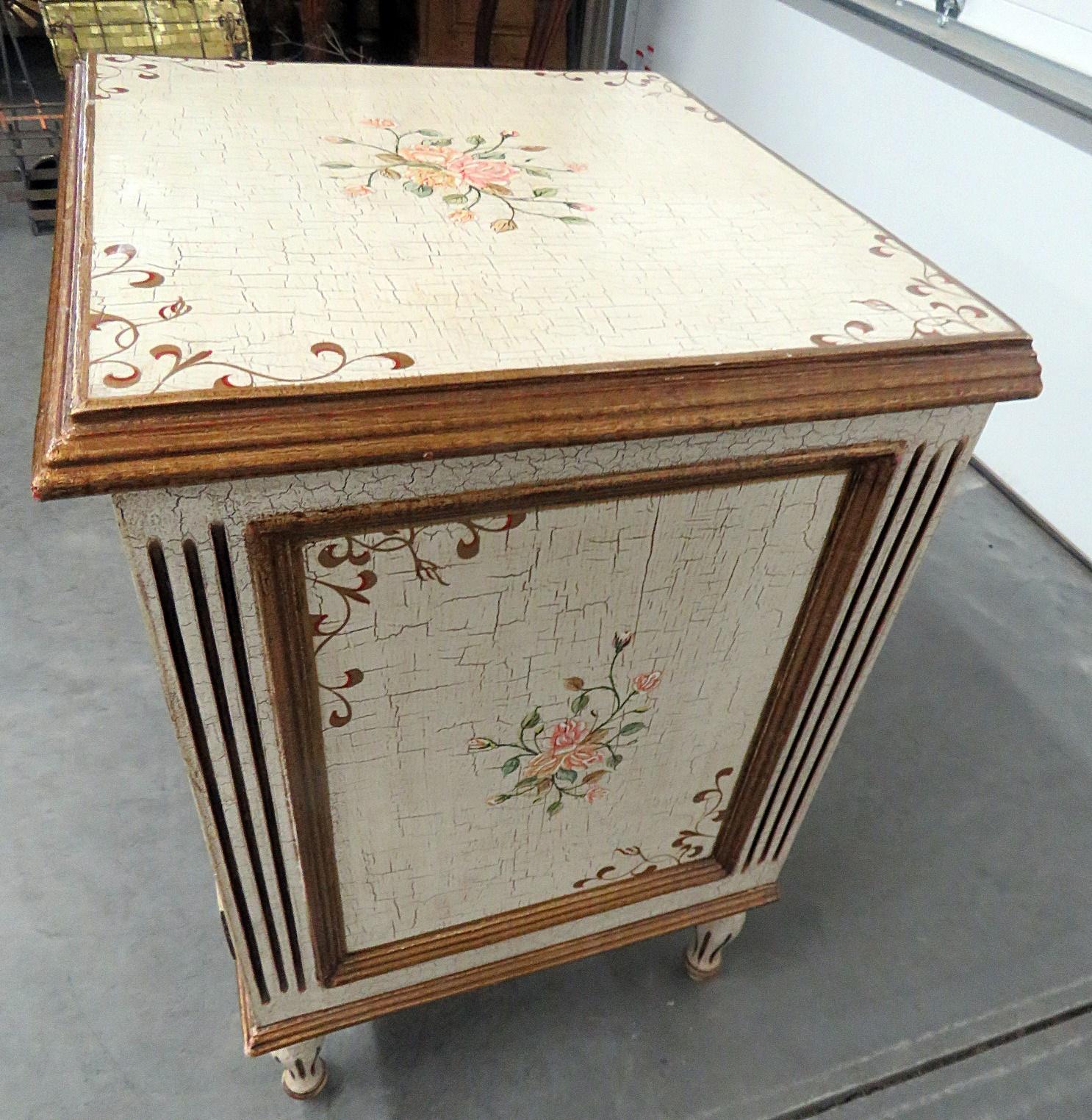 Painted Louis XVI Style Paint Decorated Commode
