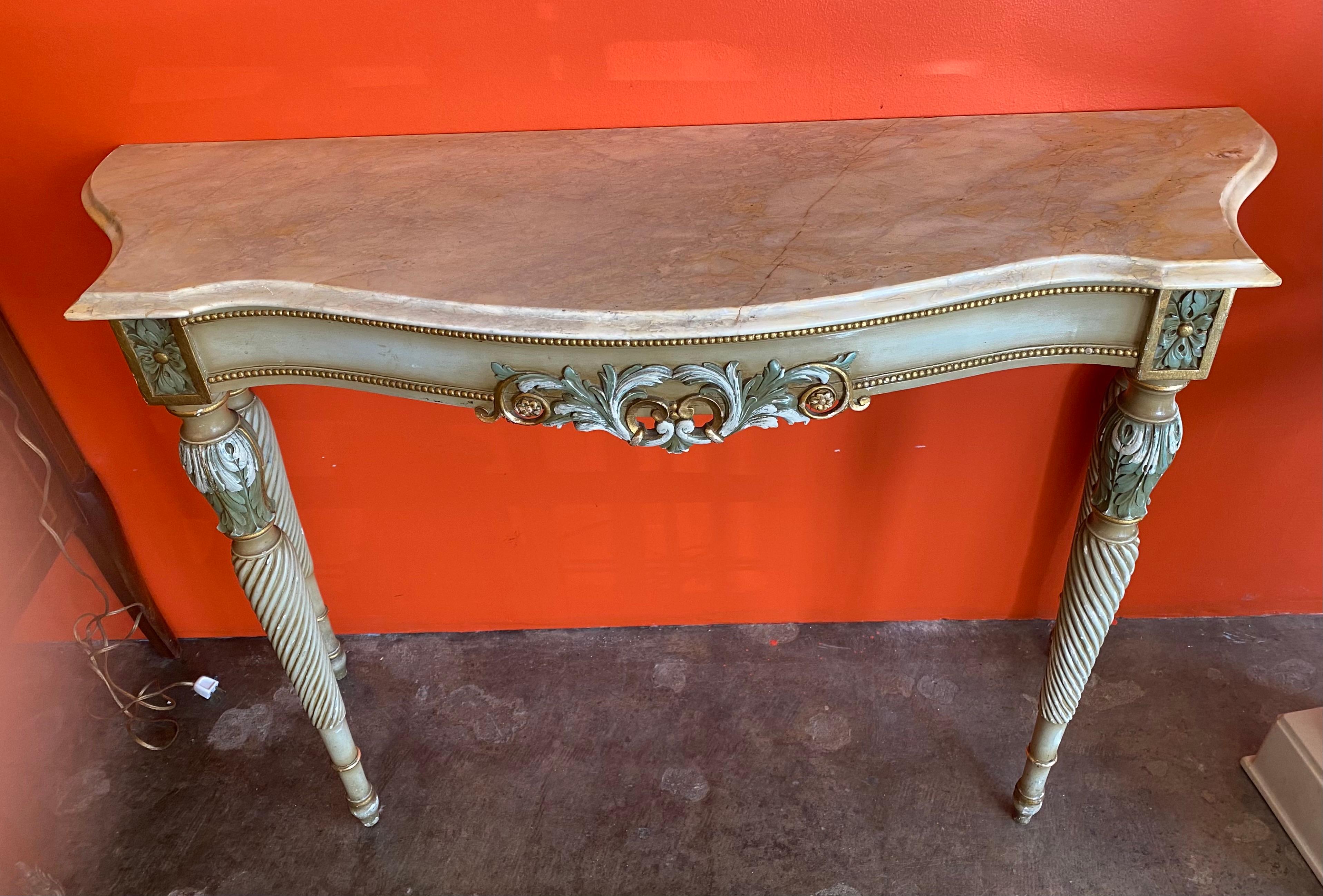 French Louis XVI Style Paint Decorated Console Table For Sale
