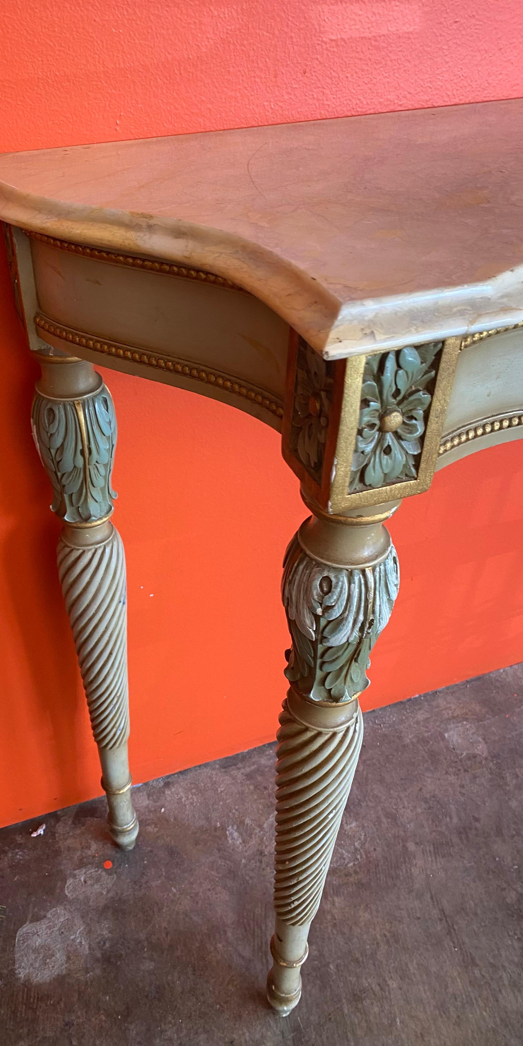 19th Century Louis XVI Style Paint Decorated Console Table For Sale