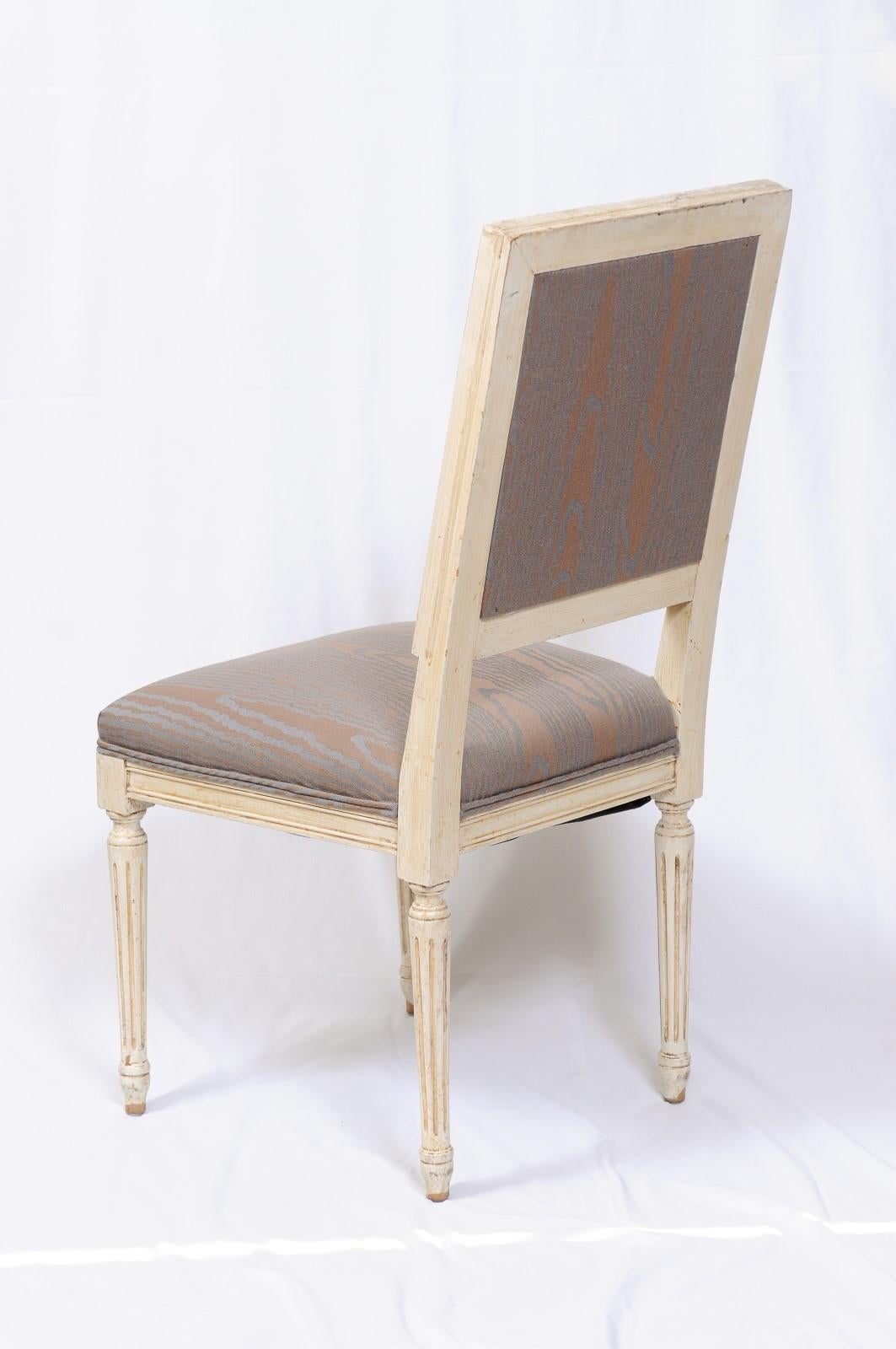 Wood Louis XVI Style Paint Decorated Side Chairs For Sale