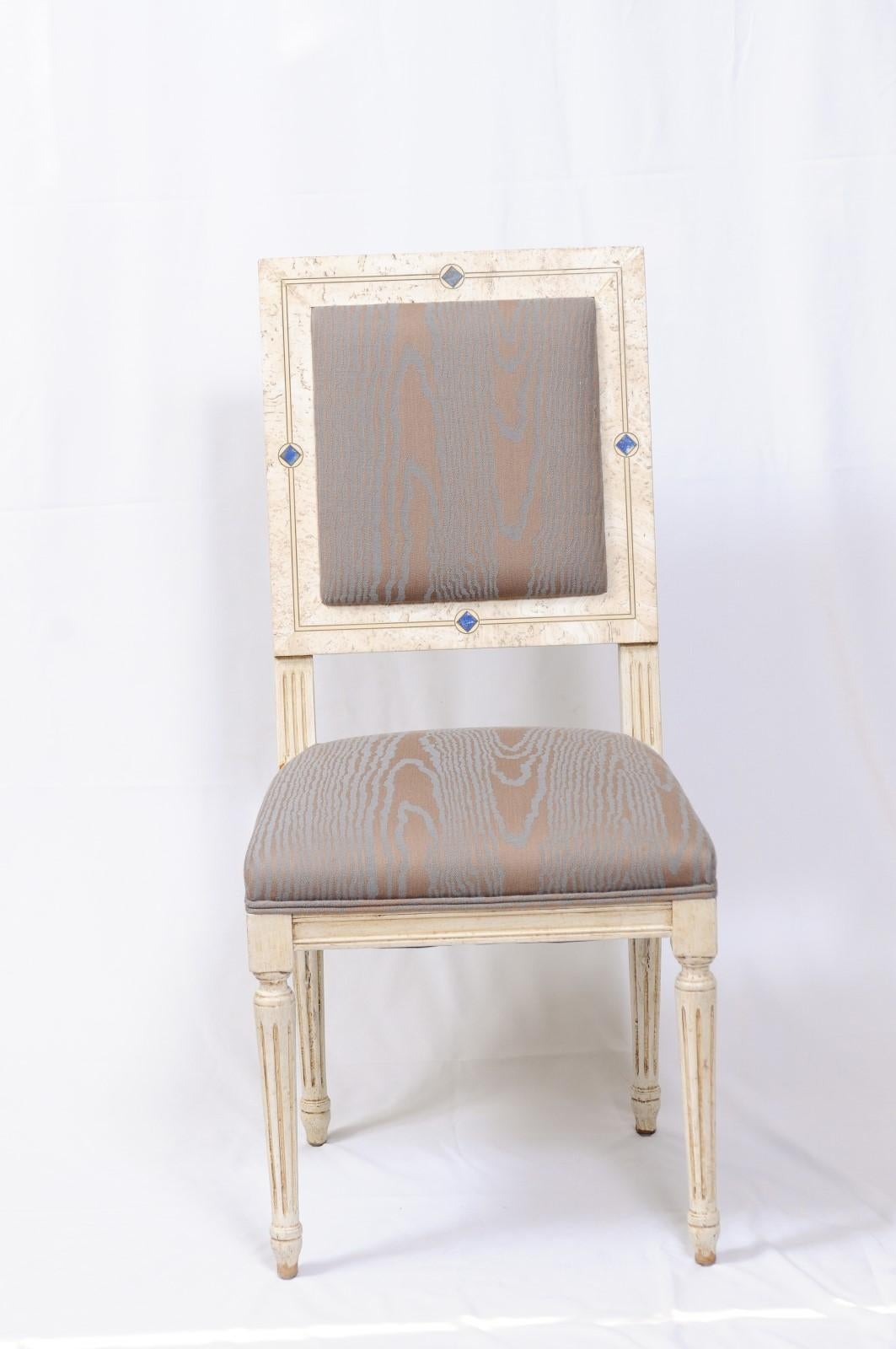 Louis XVI Style Paint Decorated Side Chairs For Sale 3