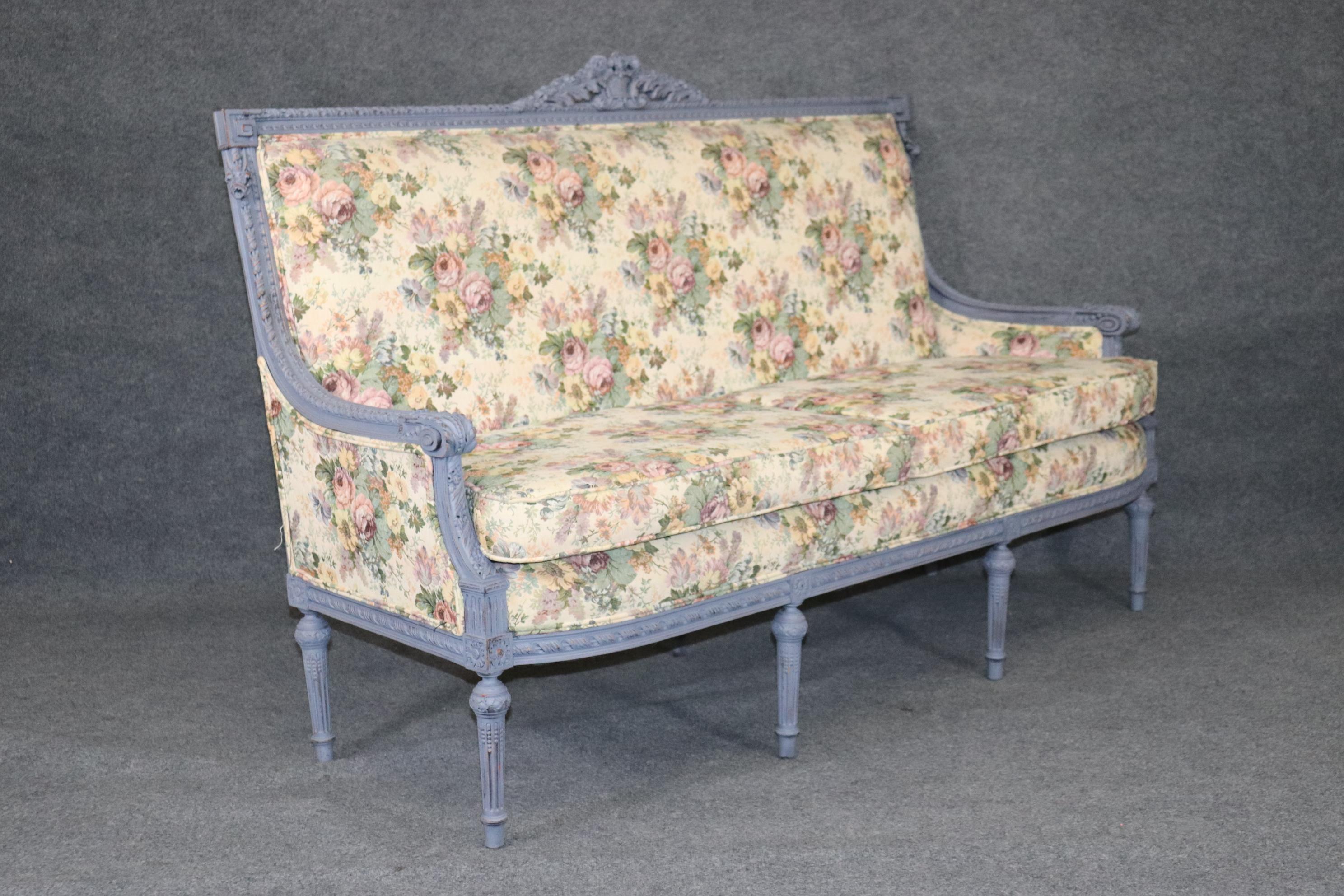 Mid-20th Century Louis XVI Style Paint Decorated Sofa Settee Love Seat Sofa