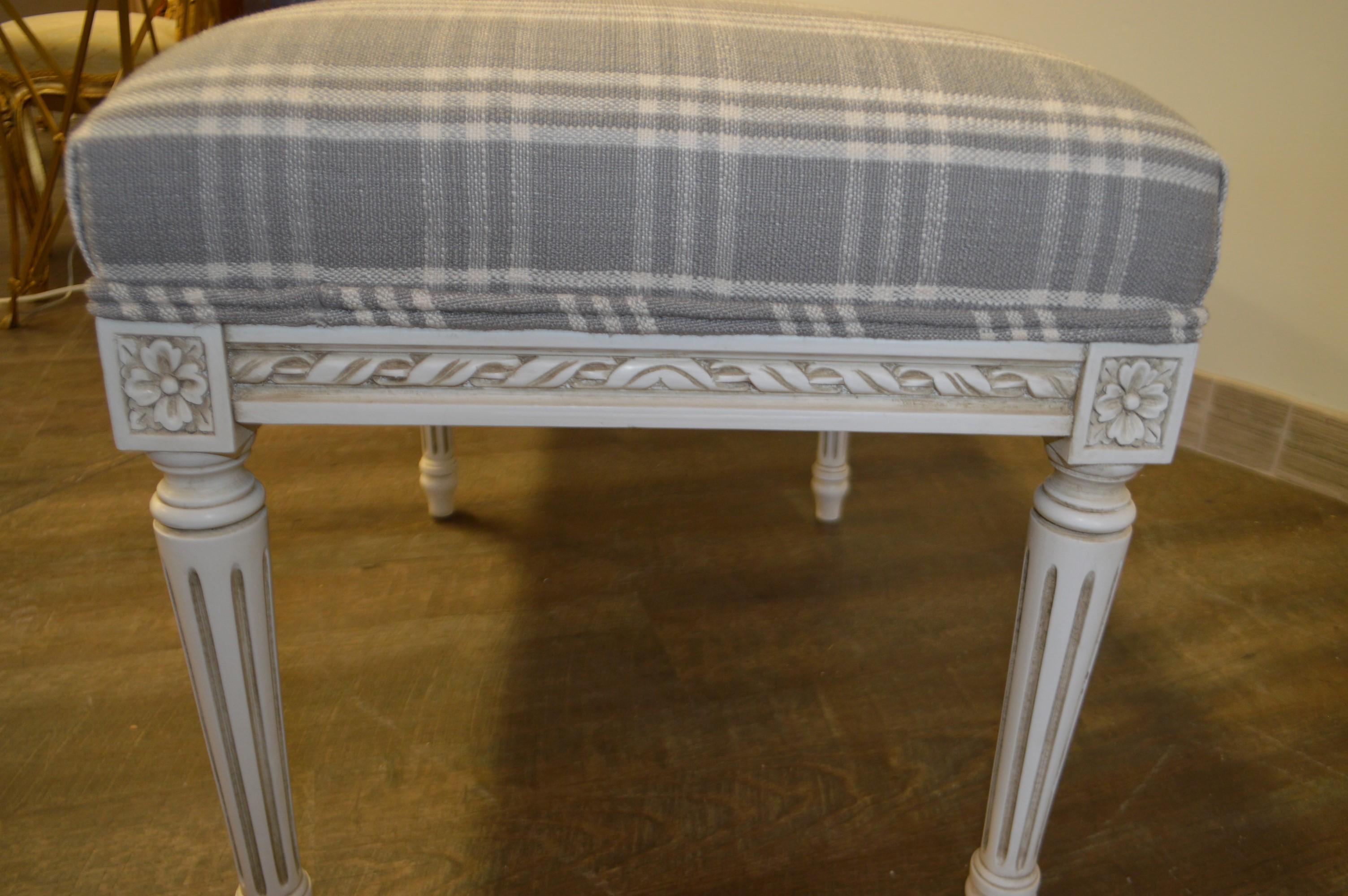 Louis XVI Style Painted Bench Upholstered for custom order. For Sale 4