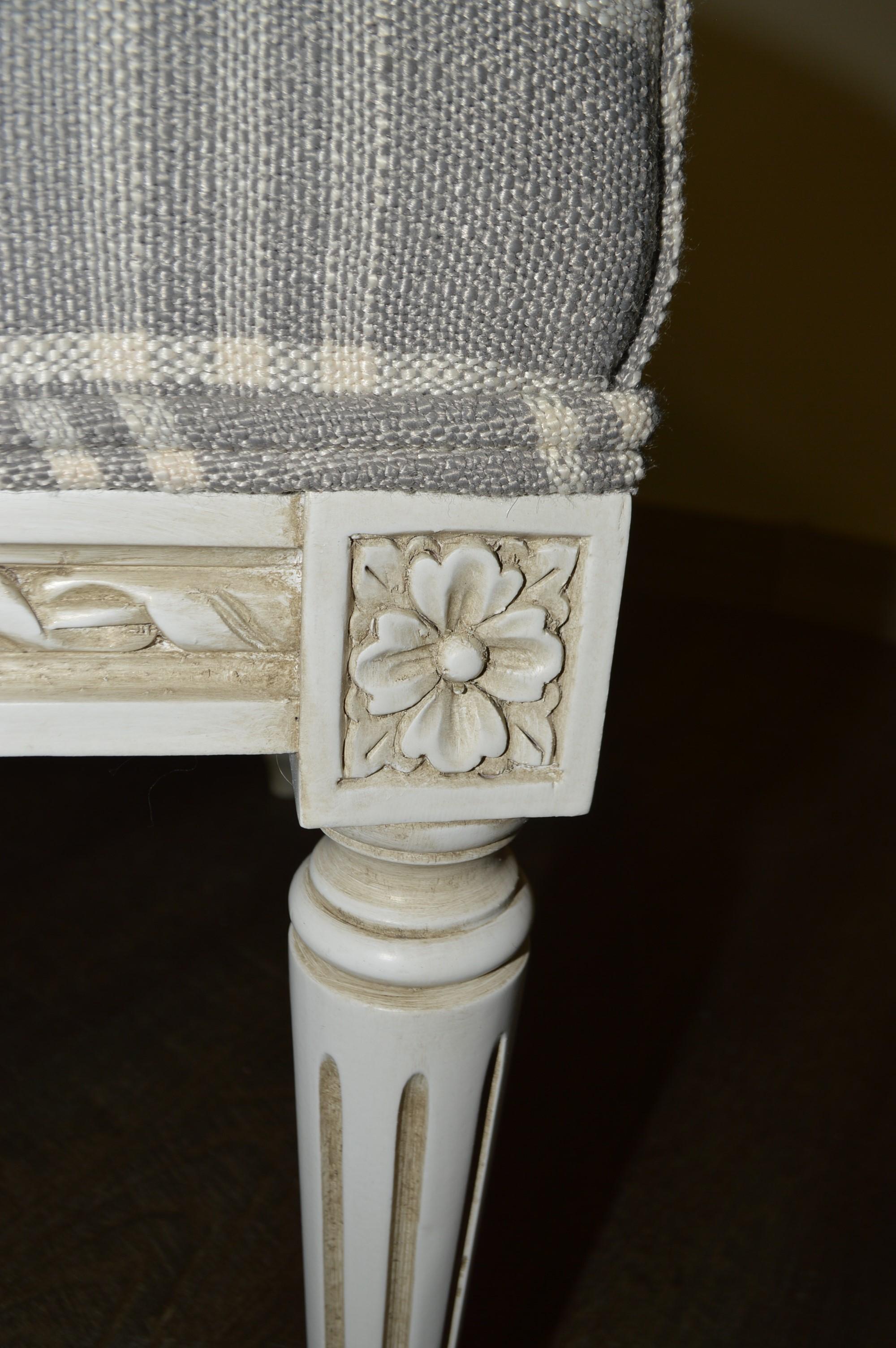 Louis XVI Style Painted Bench Upholstered for custom order. For Sale 1