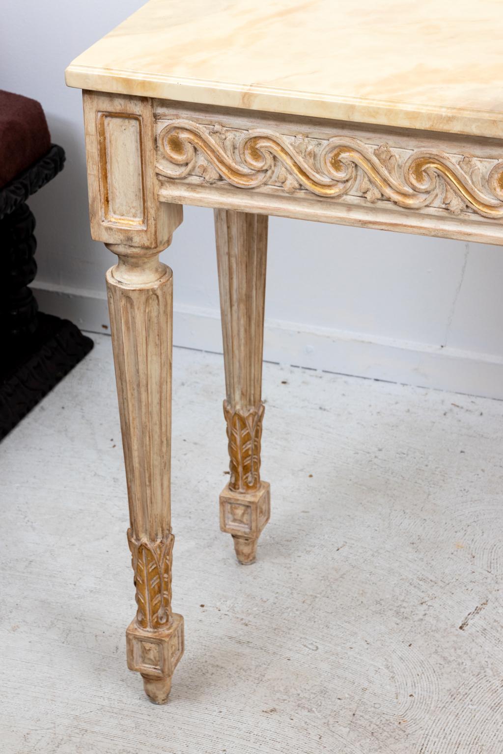 Louis XVI Style Painted and Gilt Console In Good Condition In Stamford, CT