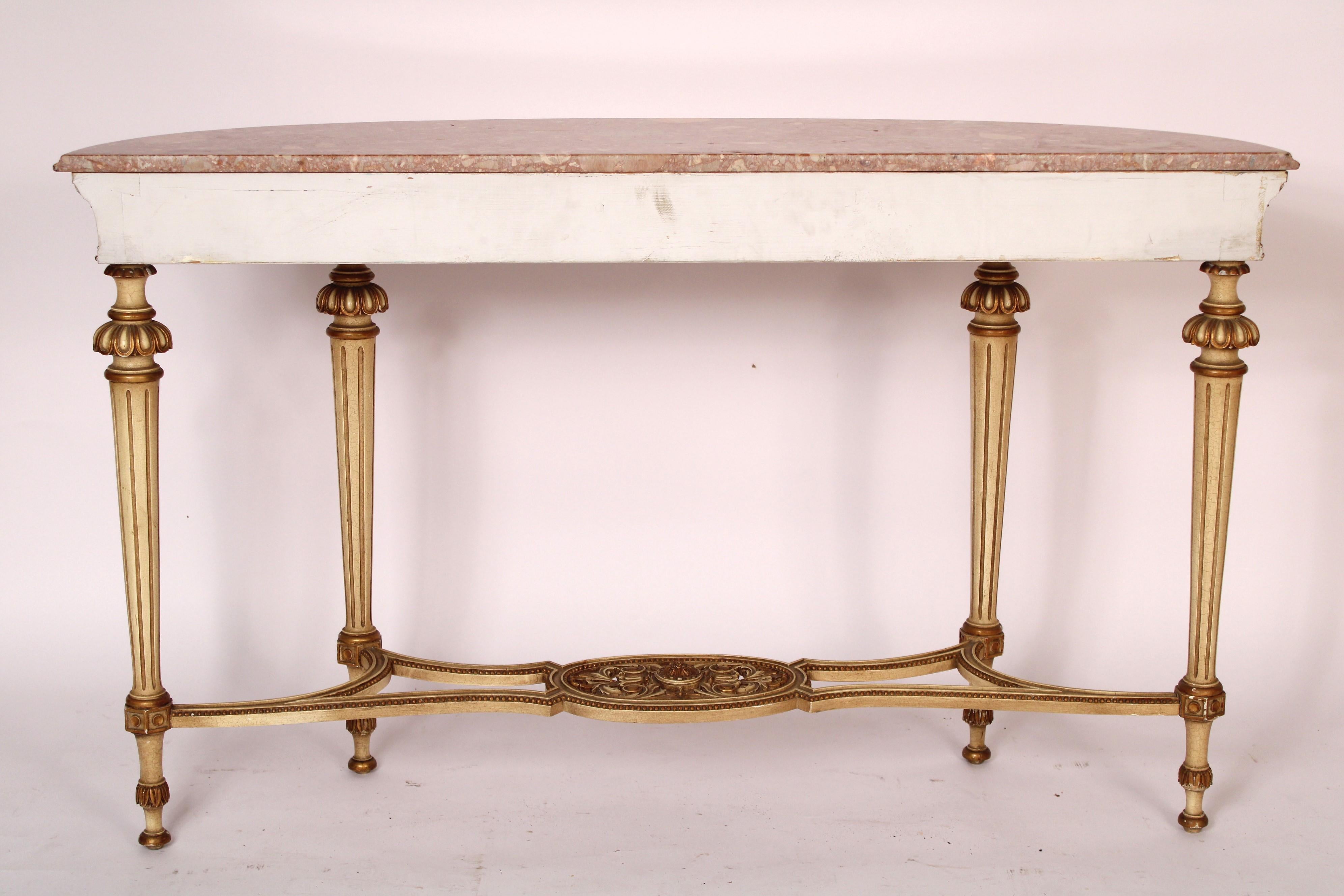 Table console de style Louis XVI peinte et décorée de dorures en vente 9