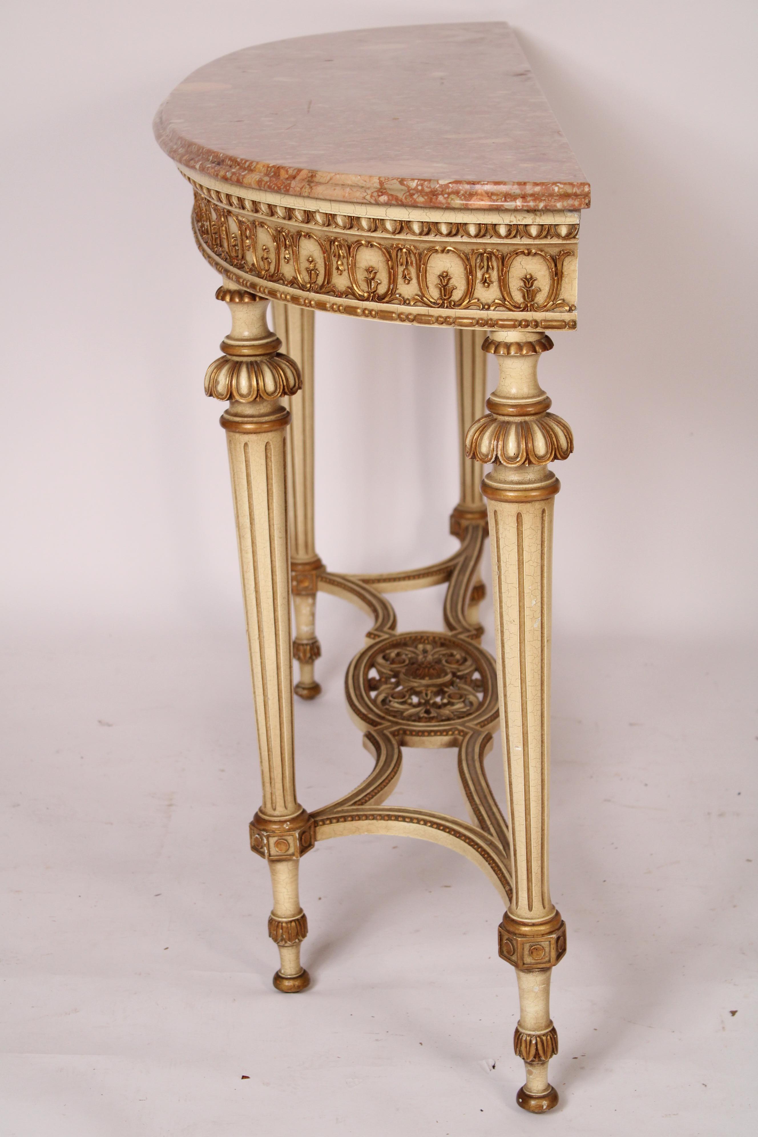 Louis XVI Style Painted and Gilt Decorated Console Table In Good Condition For Sale In Laguna Beach, CA