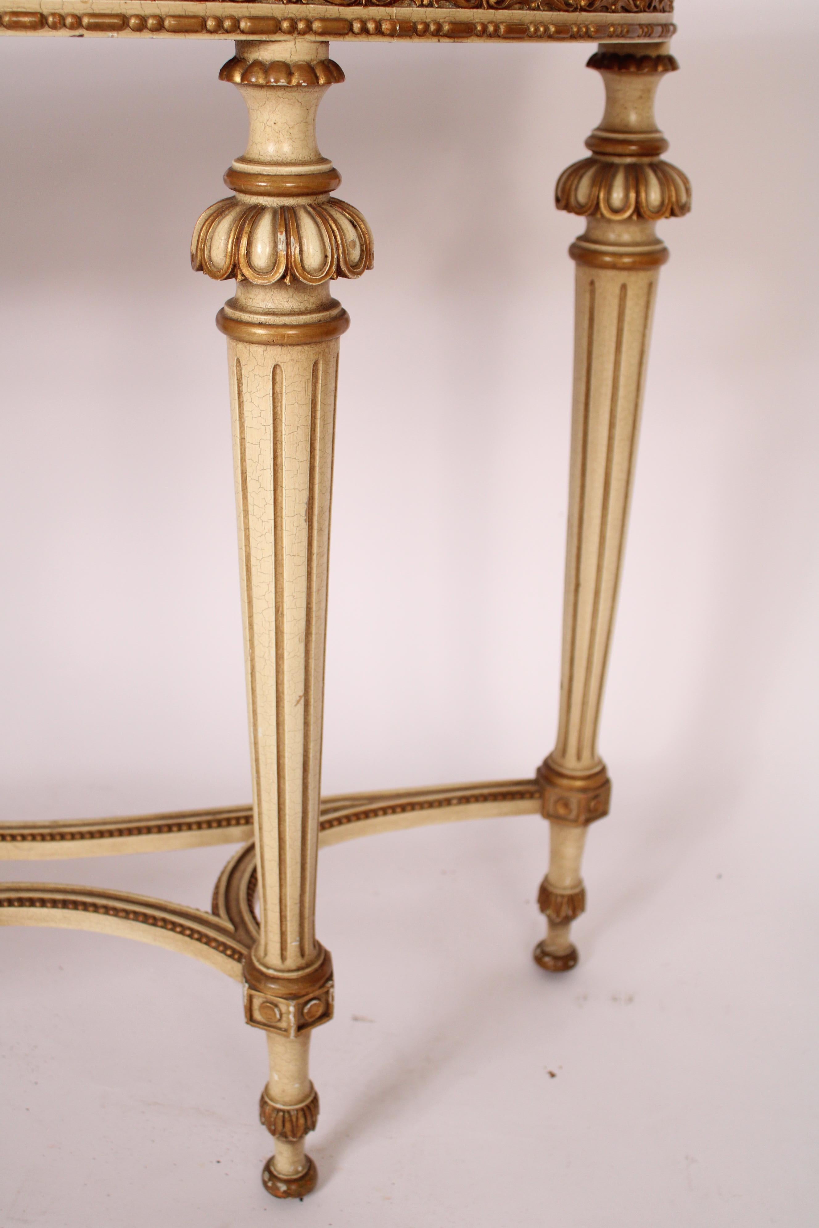 Louis XVI Style Painted and Gilt Decorated Console Table For Sale 2