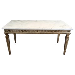 Louis XVI Style Painted and Giltwood Coffee Table with Greek Keys Decor