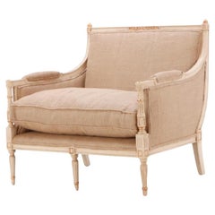 Louis XVI style painted and giltwood marquis armchair C 1950.
