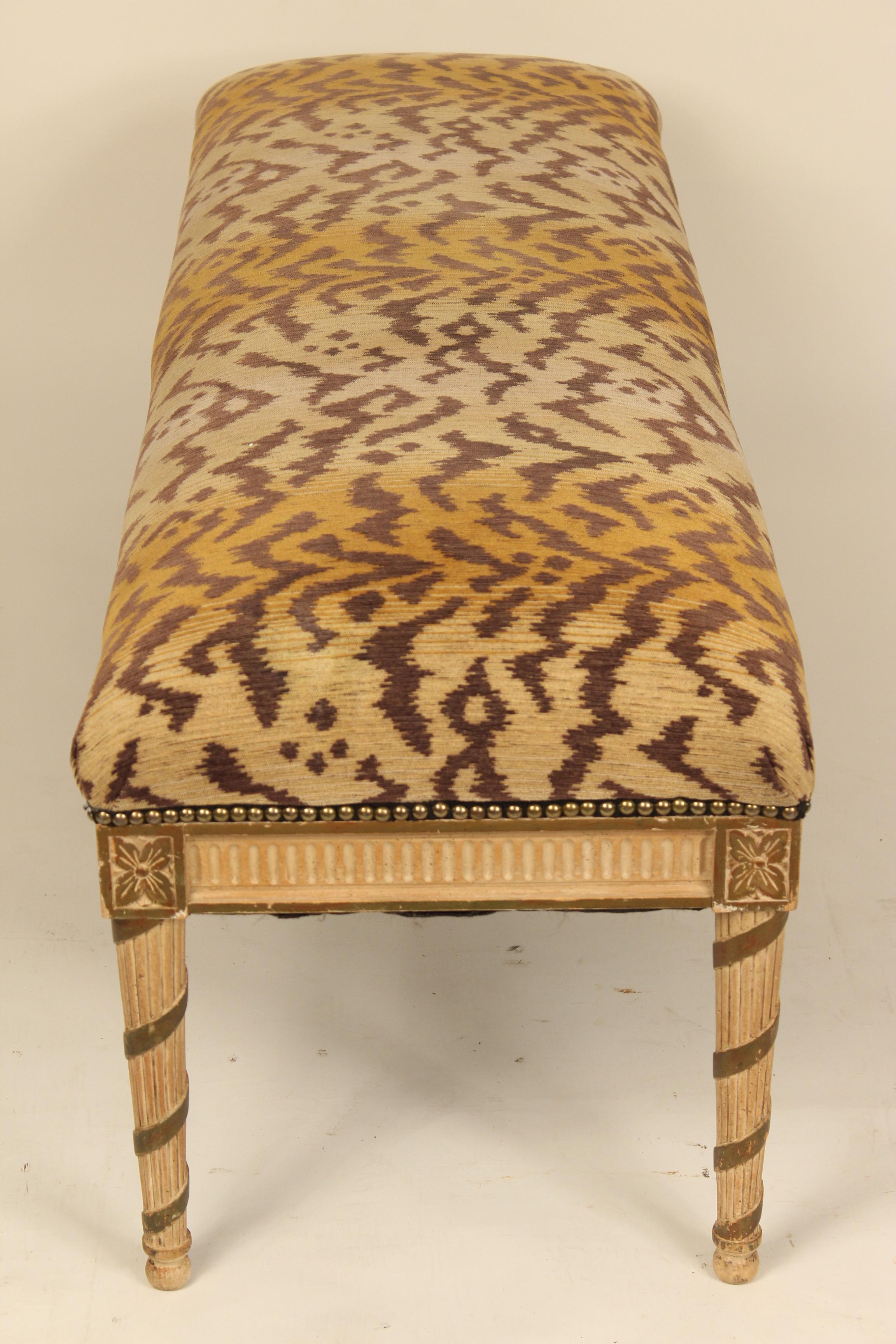 Late 20th Century Louis XVI Style Painted and Partial Gilt Bench