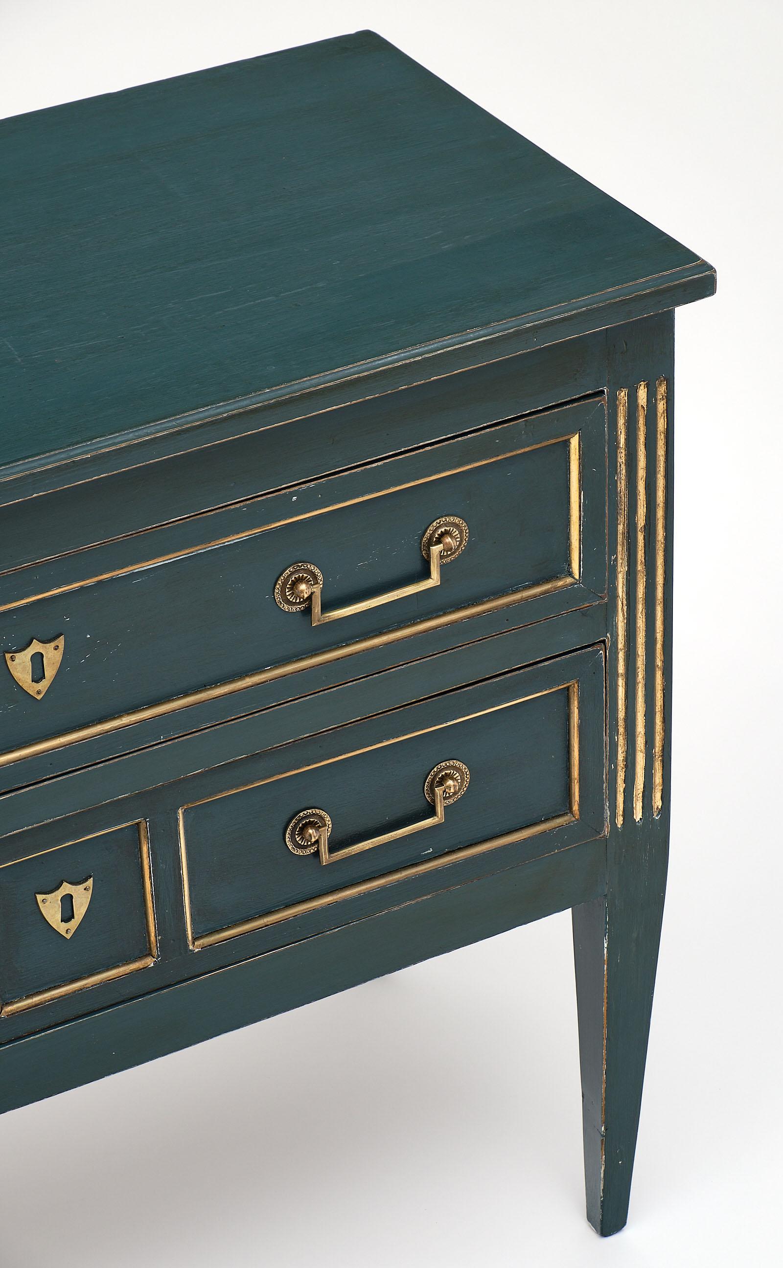 Louis XVI Style Painted Antique French Chest In Good Condition In Austin, TX