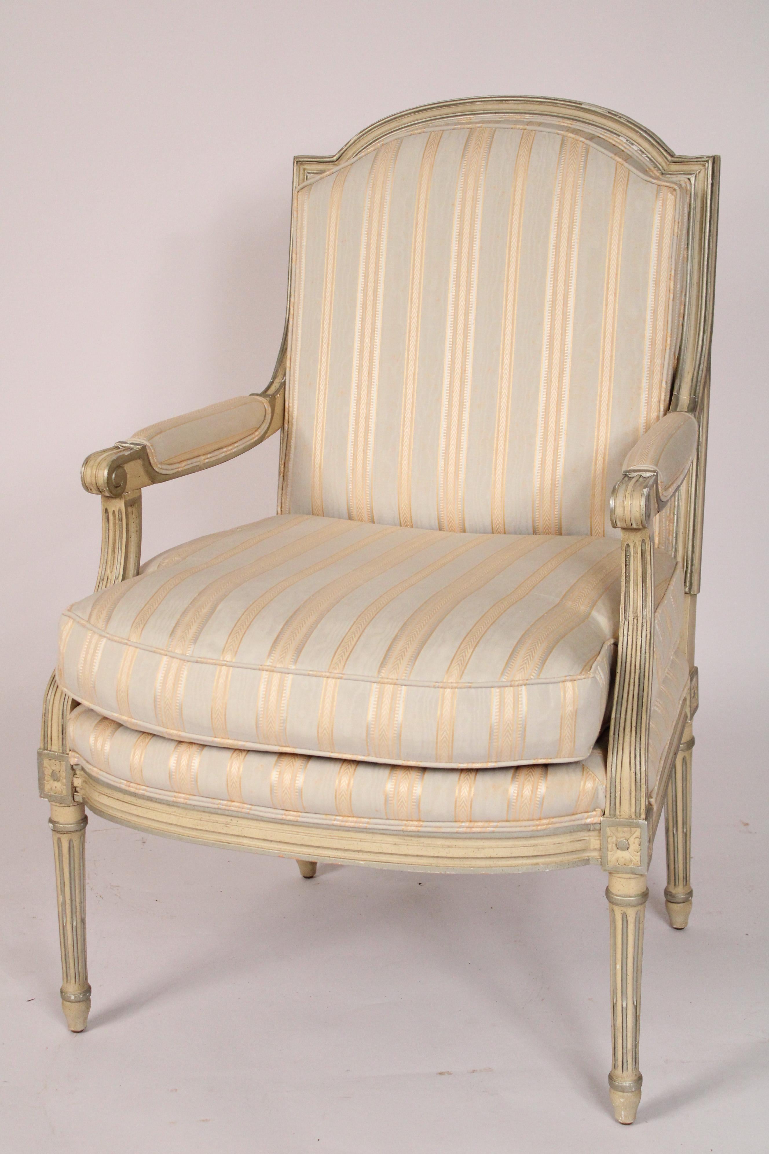 North American Louis XVI Style Painted Armchair Made by Baker For Sale