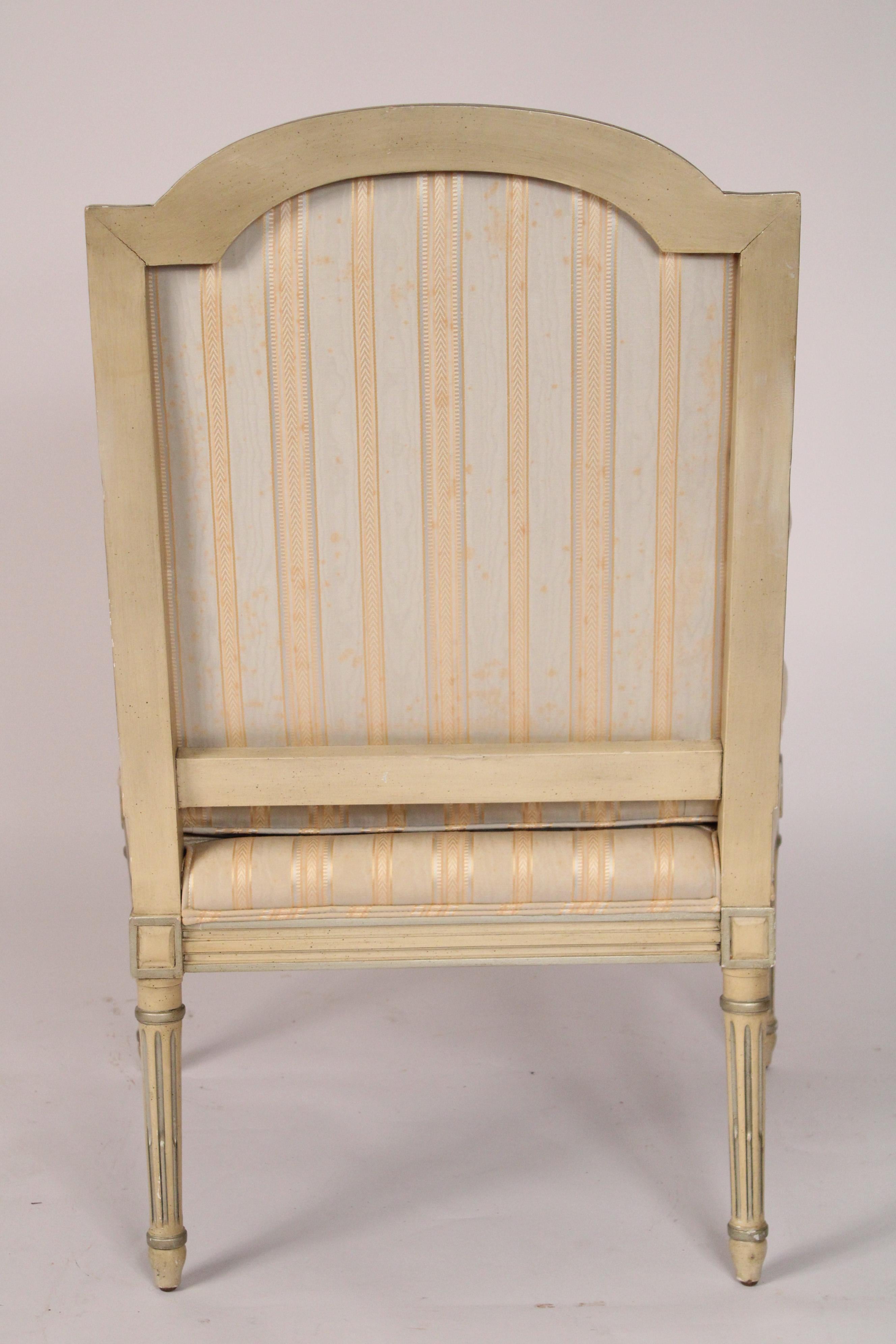 Late 20th Century Louis XVI Style Painted Armchair Made by Baker For Sale