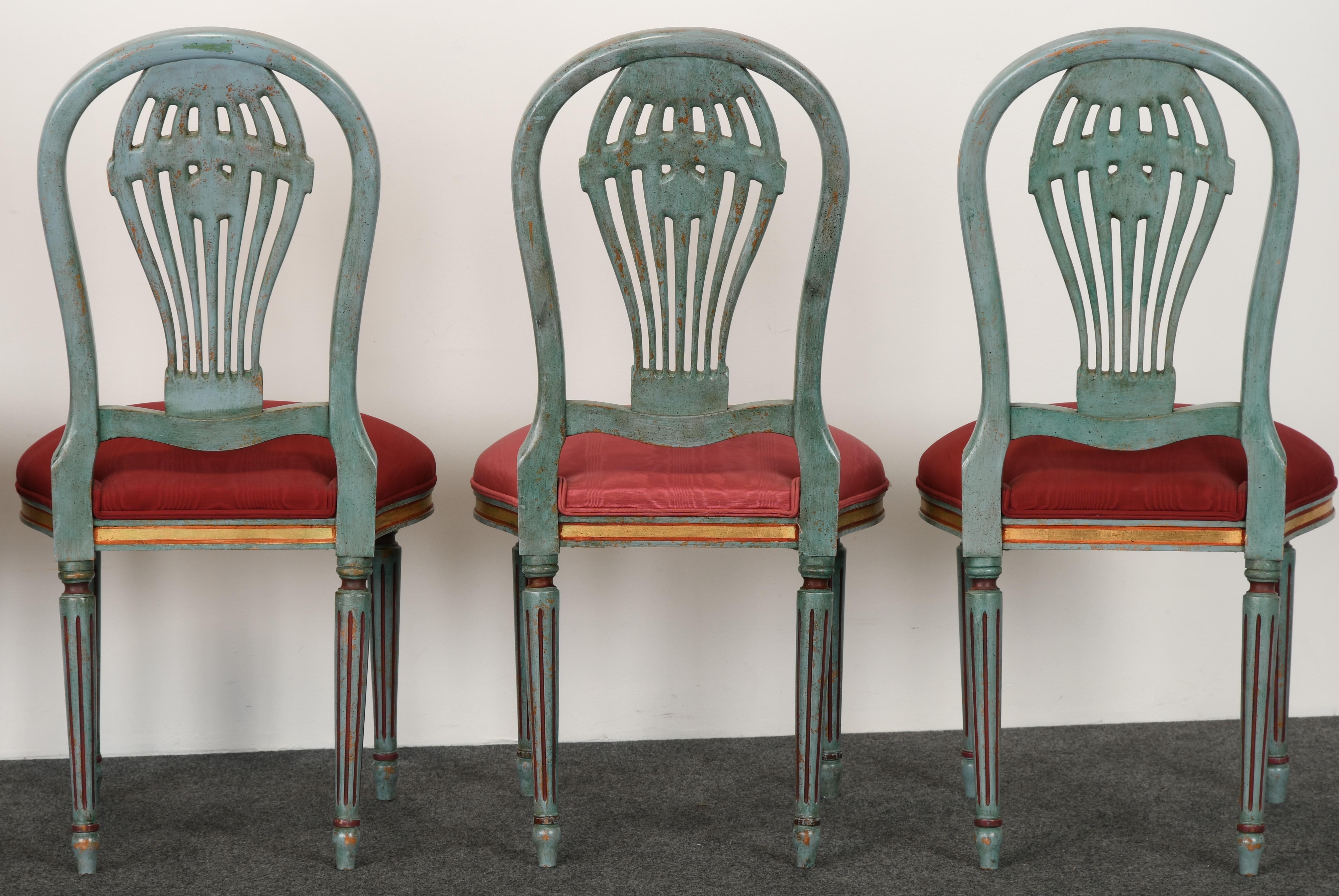 Louis XVI French Style Painted Balloon Back Dining Chairs, 1980s 5
