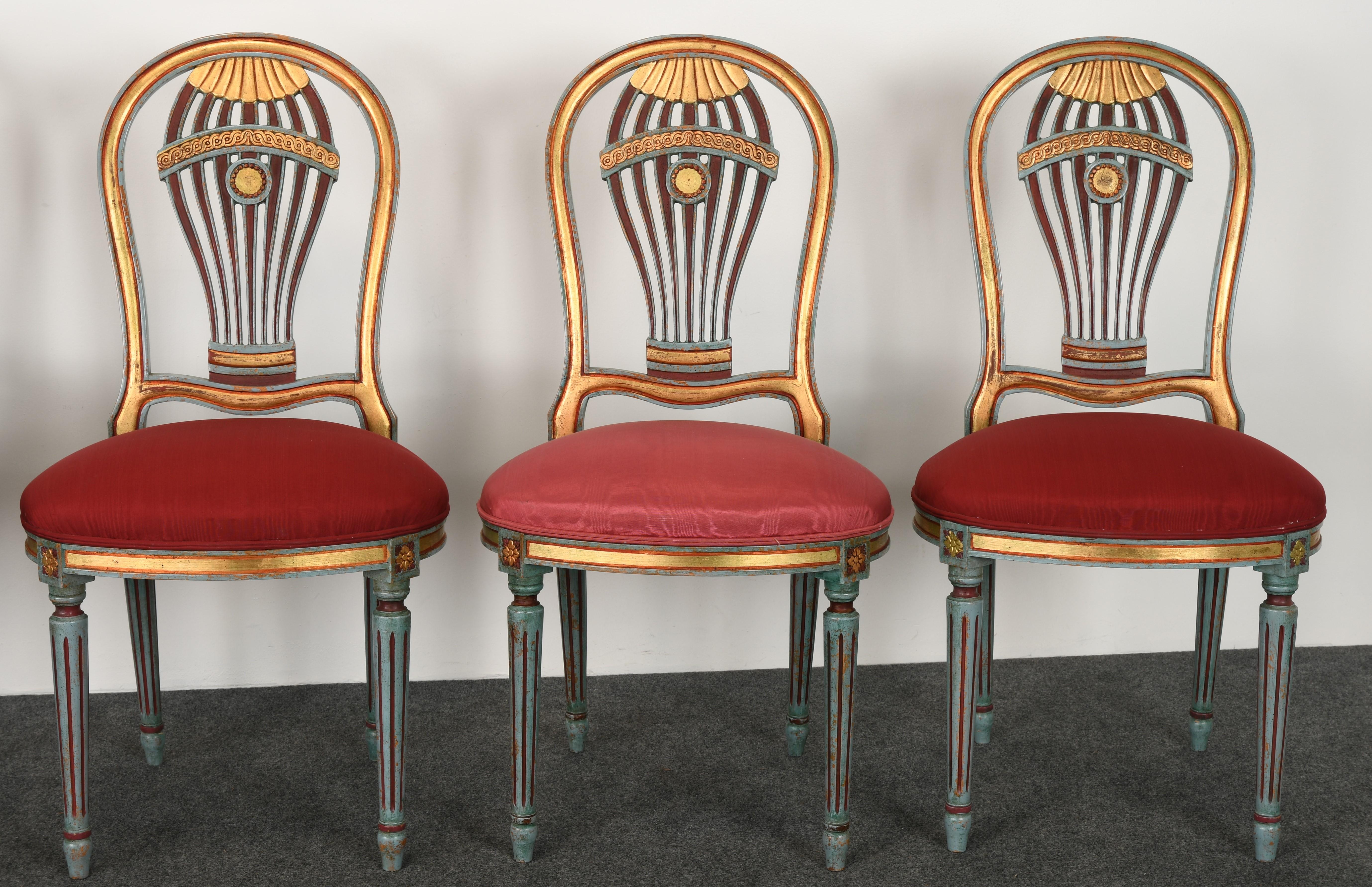 Louis XVI French Style Painted Balloon Back Dining Chairs, 1980s In Good Condition In Hamburg, PA